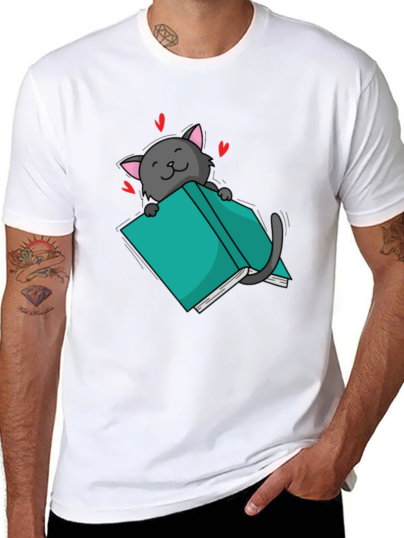 Cat Reading Book T-Shirt