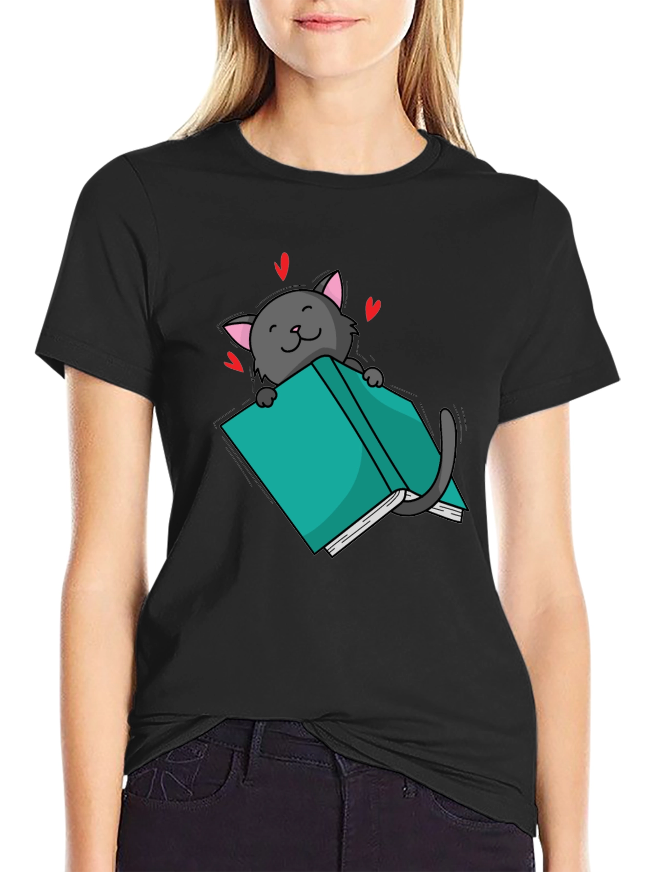 Cat Reading Book T-Shirt