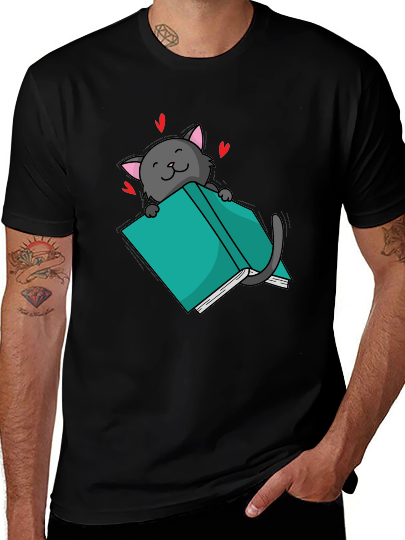 Cat Reading Book T-Shirt