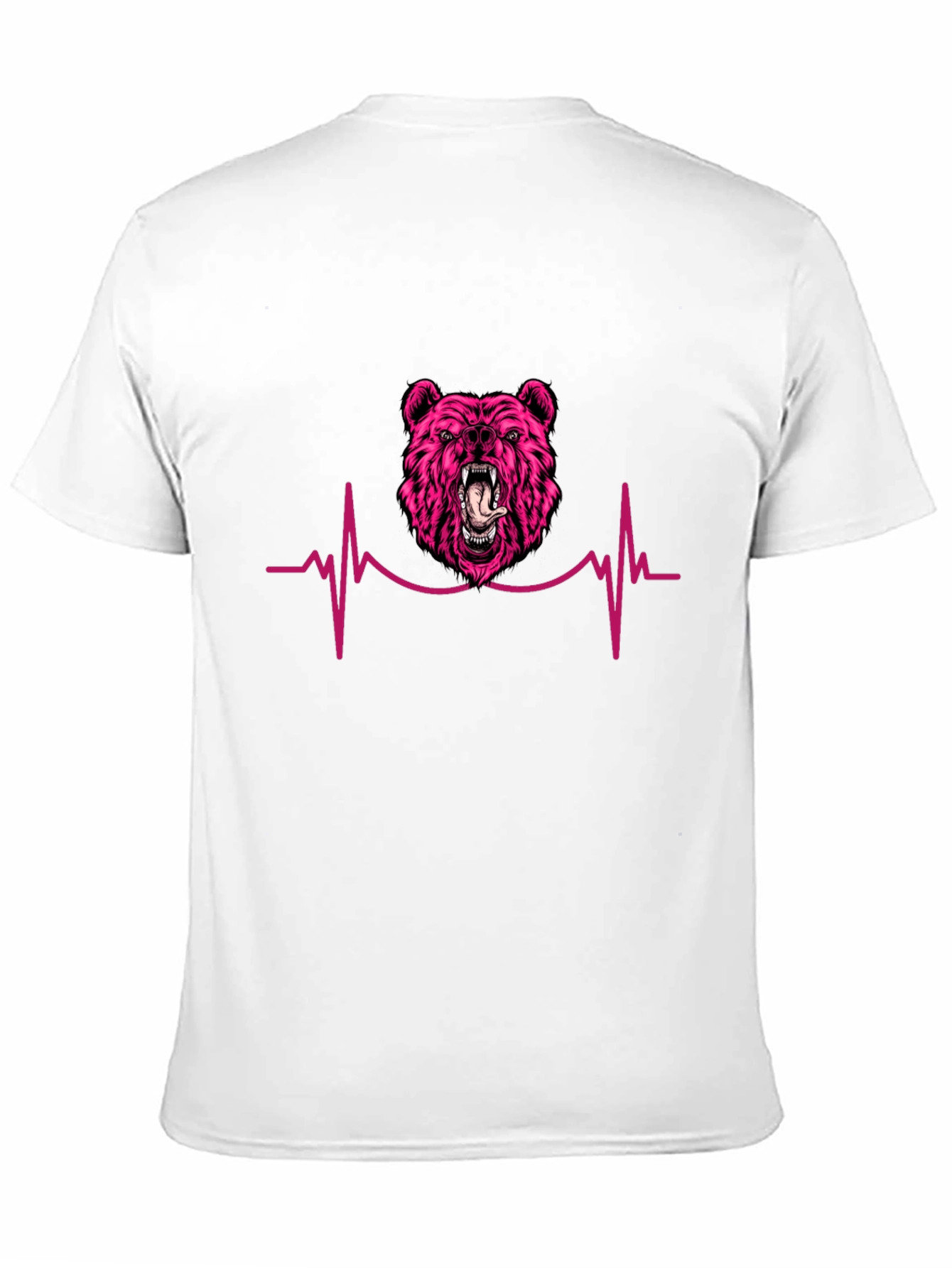 Pink Bear Heartbeat Black T-Shirt