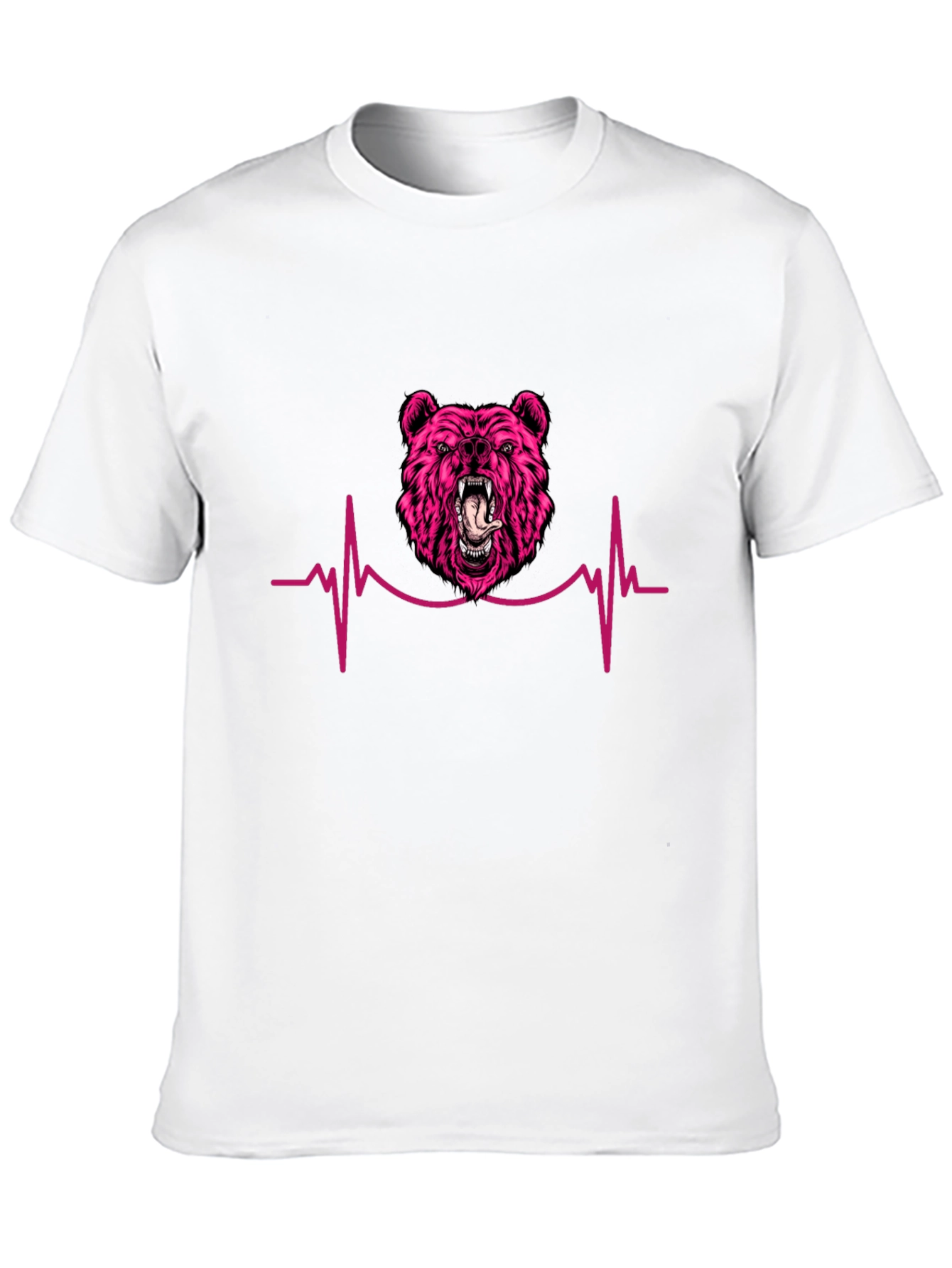 Pink Bear Heartbeat Black T-Shirt