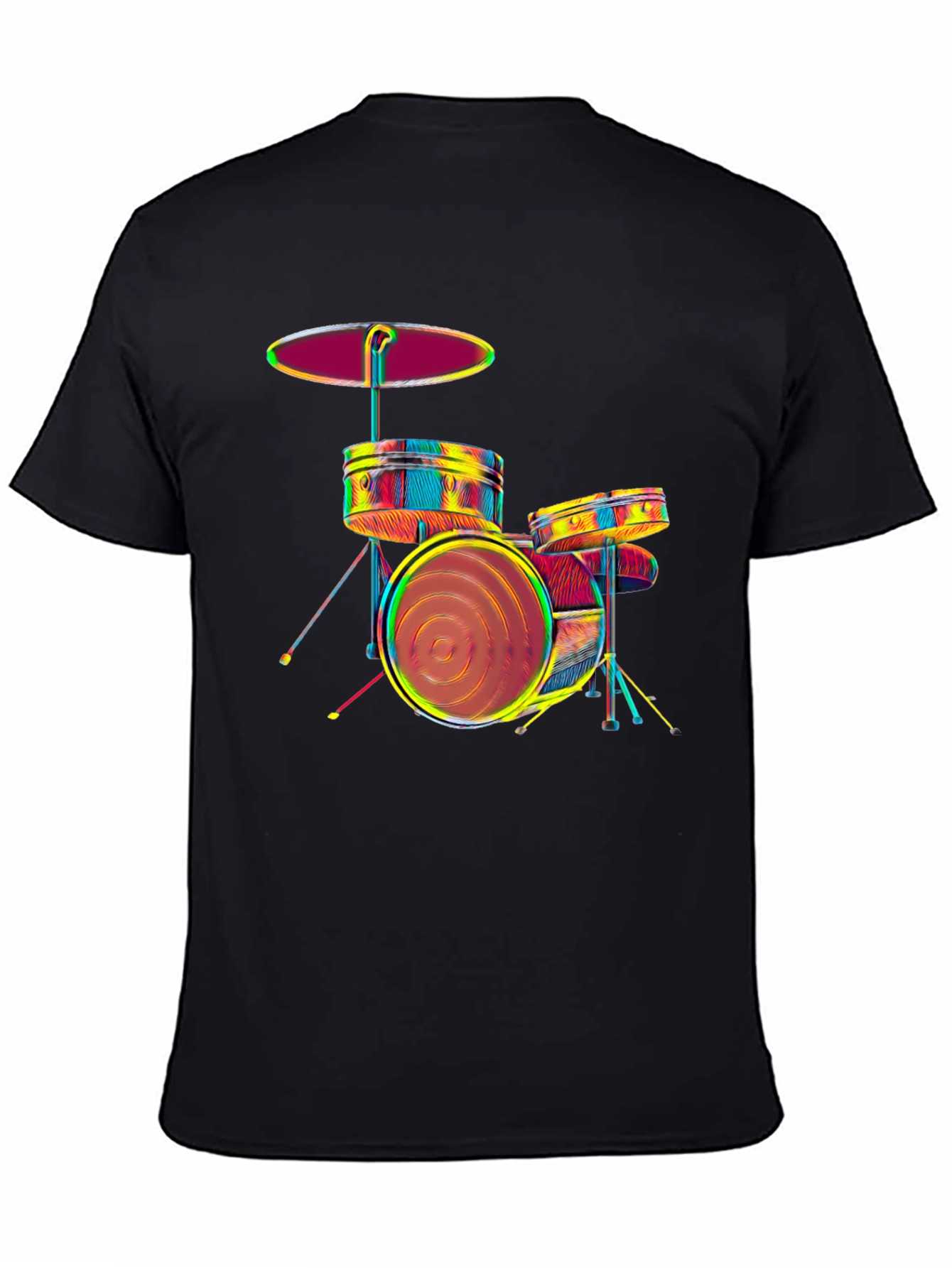 Vibrant Drum Set Graphic Tee - Music Lovers T-Shirt