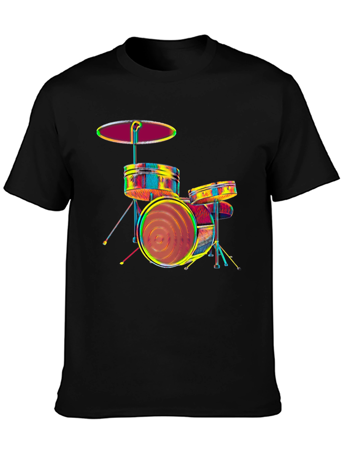 Vibrant Drum Set Graphic Tee - Music Lovers T-Shirt