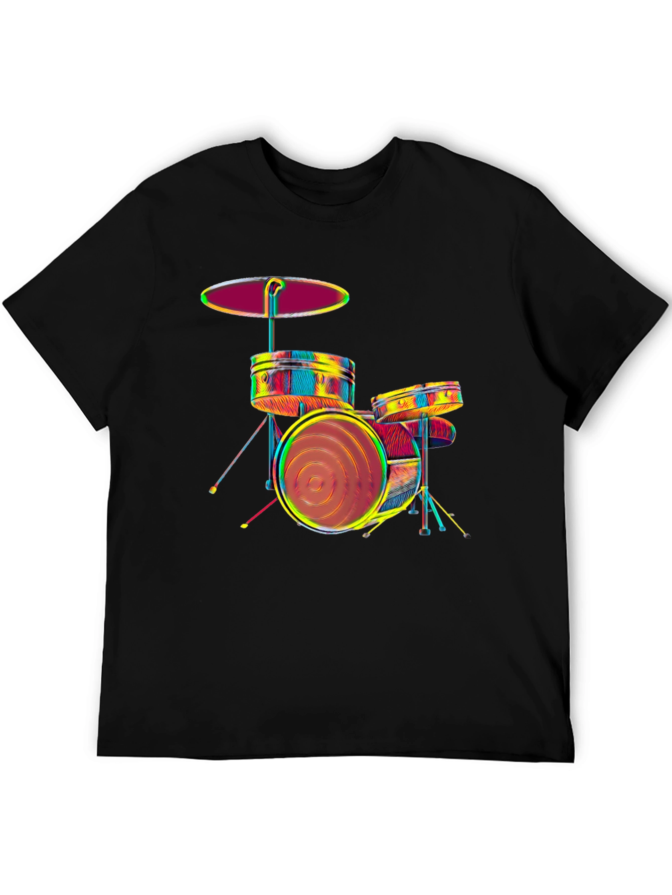 Vibrant Drum Set Graphic Tee - Music Lovers T-Shirt