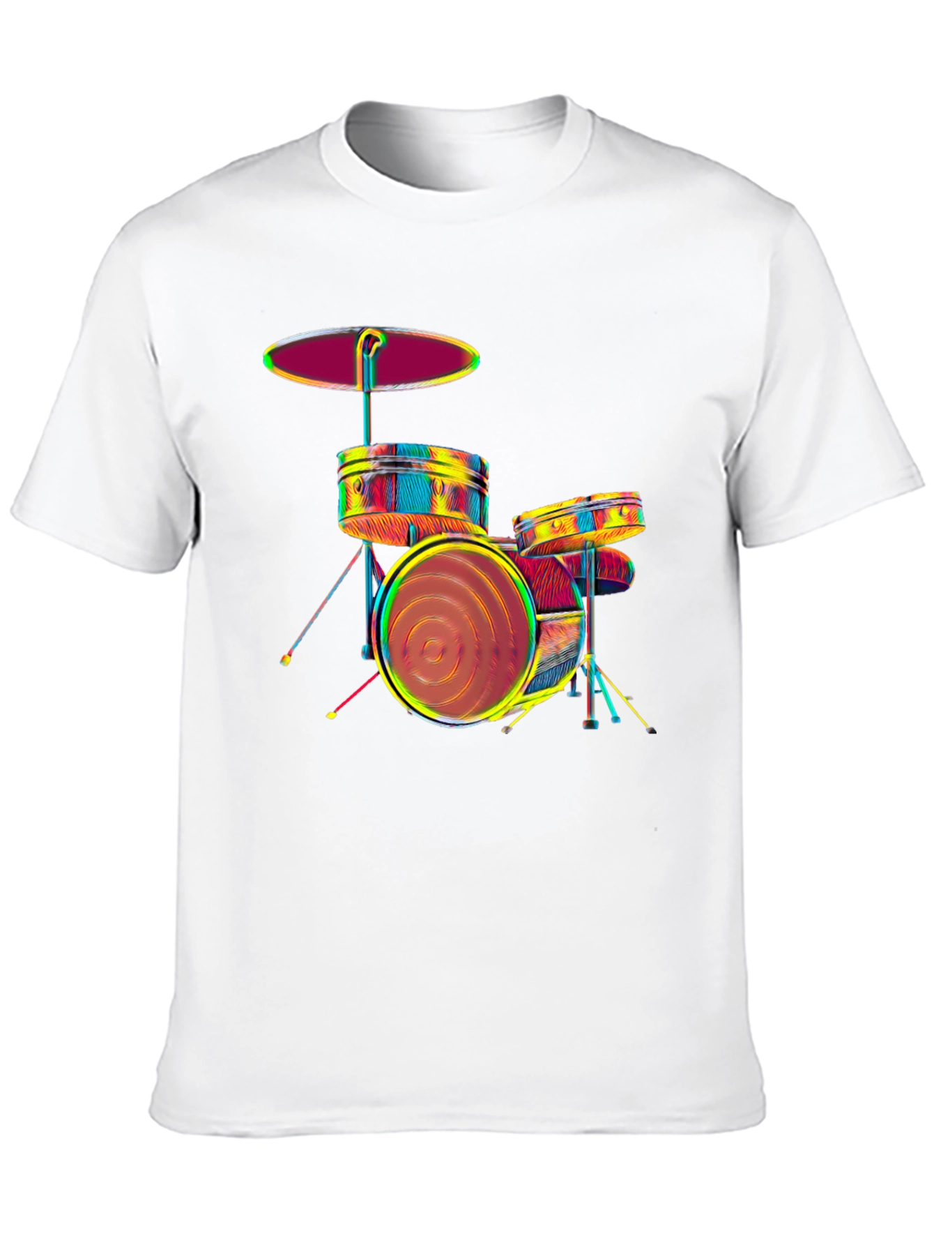Vibrant Drum Set Graphic Tee - Music Lovers T-Shirt