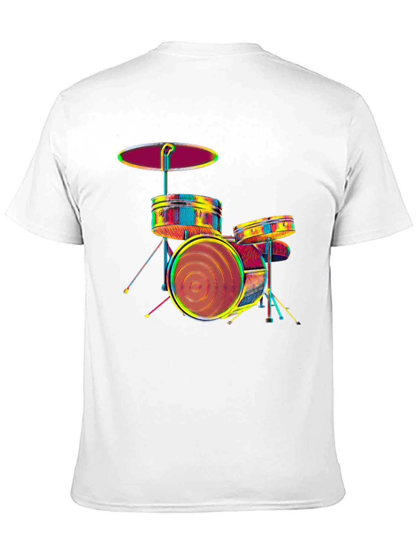 Vibrant Drum Set Graphic Tee - Music Lovers T-Shirt