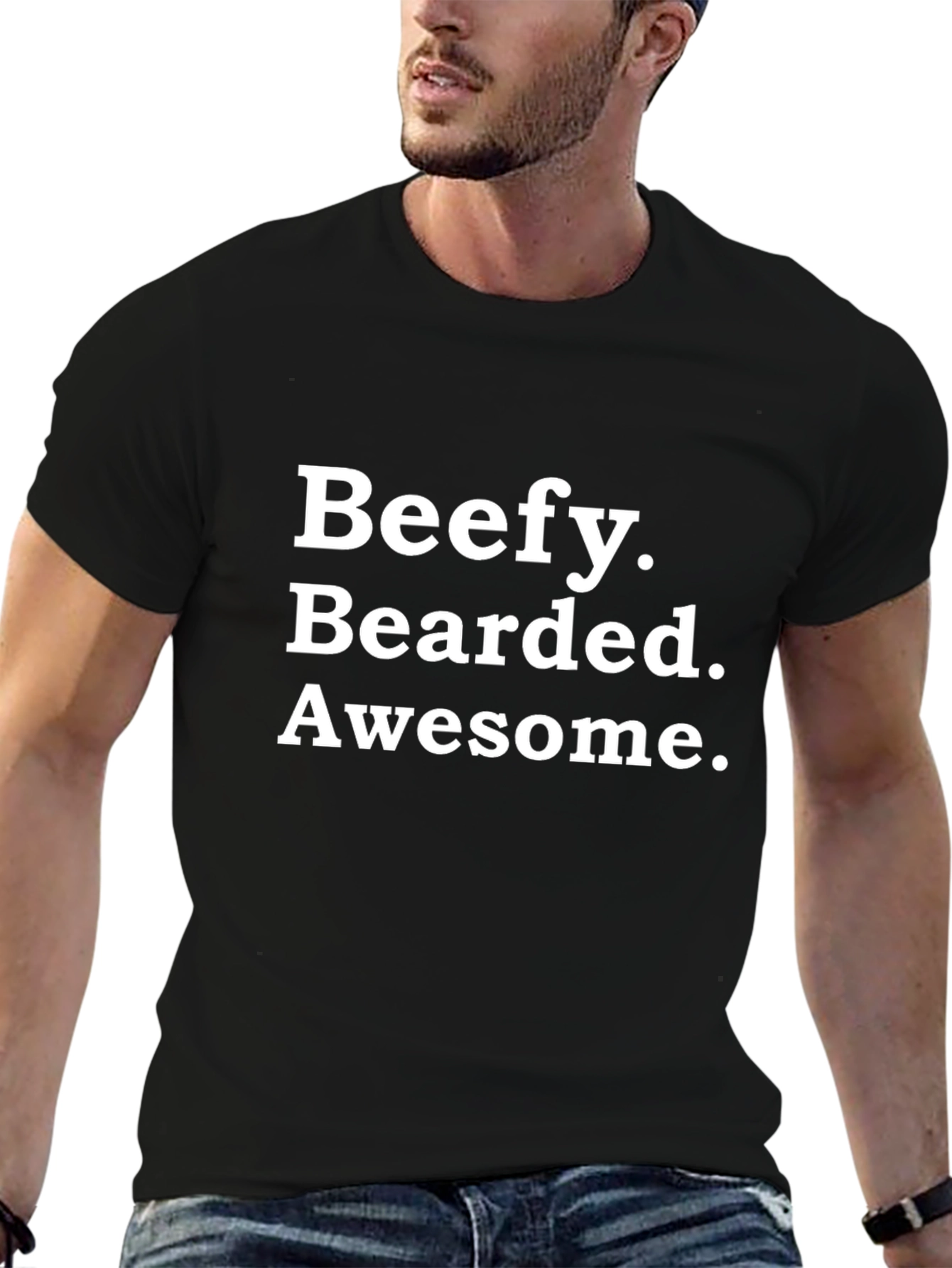 Beefy Bearded Awesome Black T-Shirt