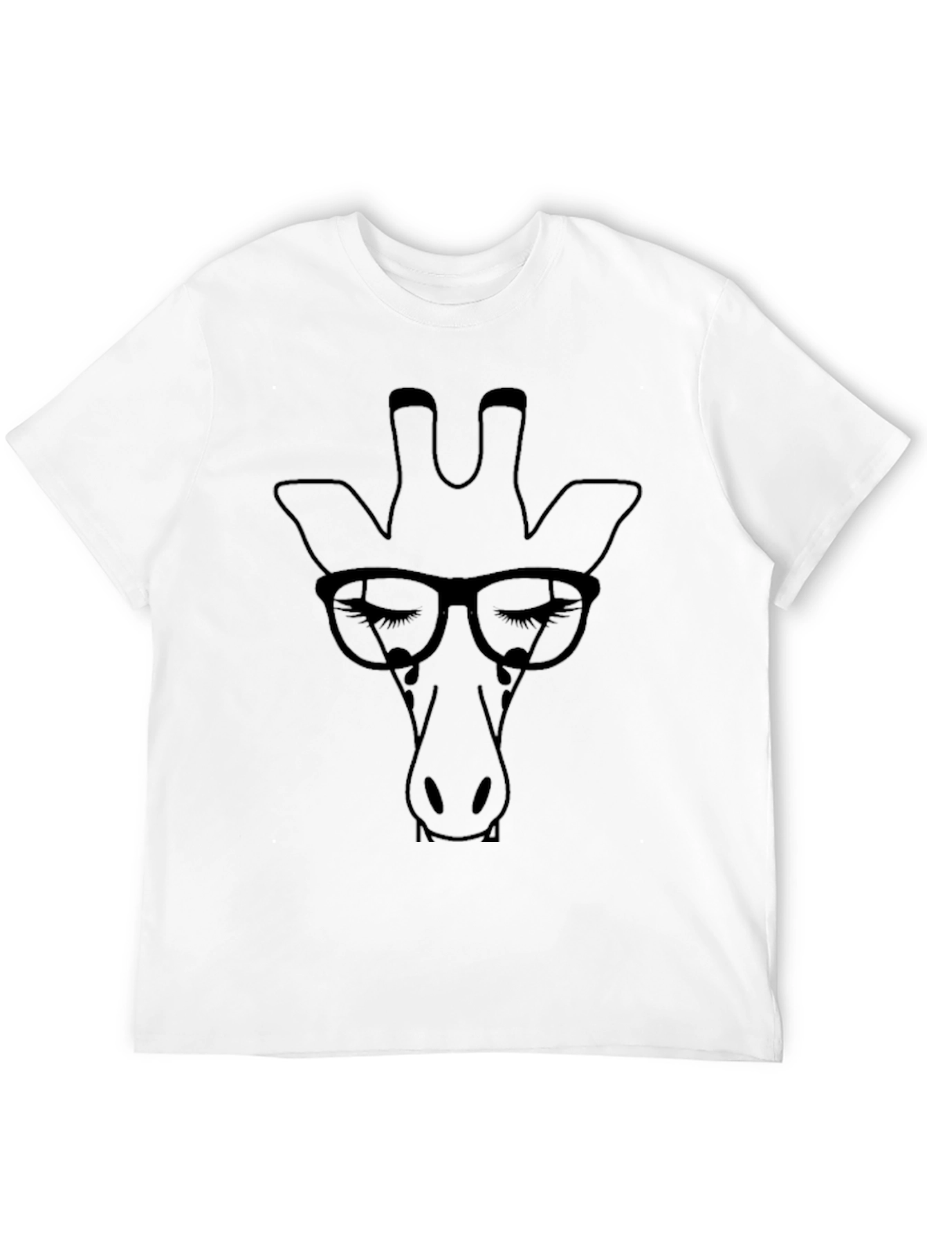 Giraffe with Glasses Graphic Tee - Cool Black T-Shirt