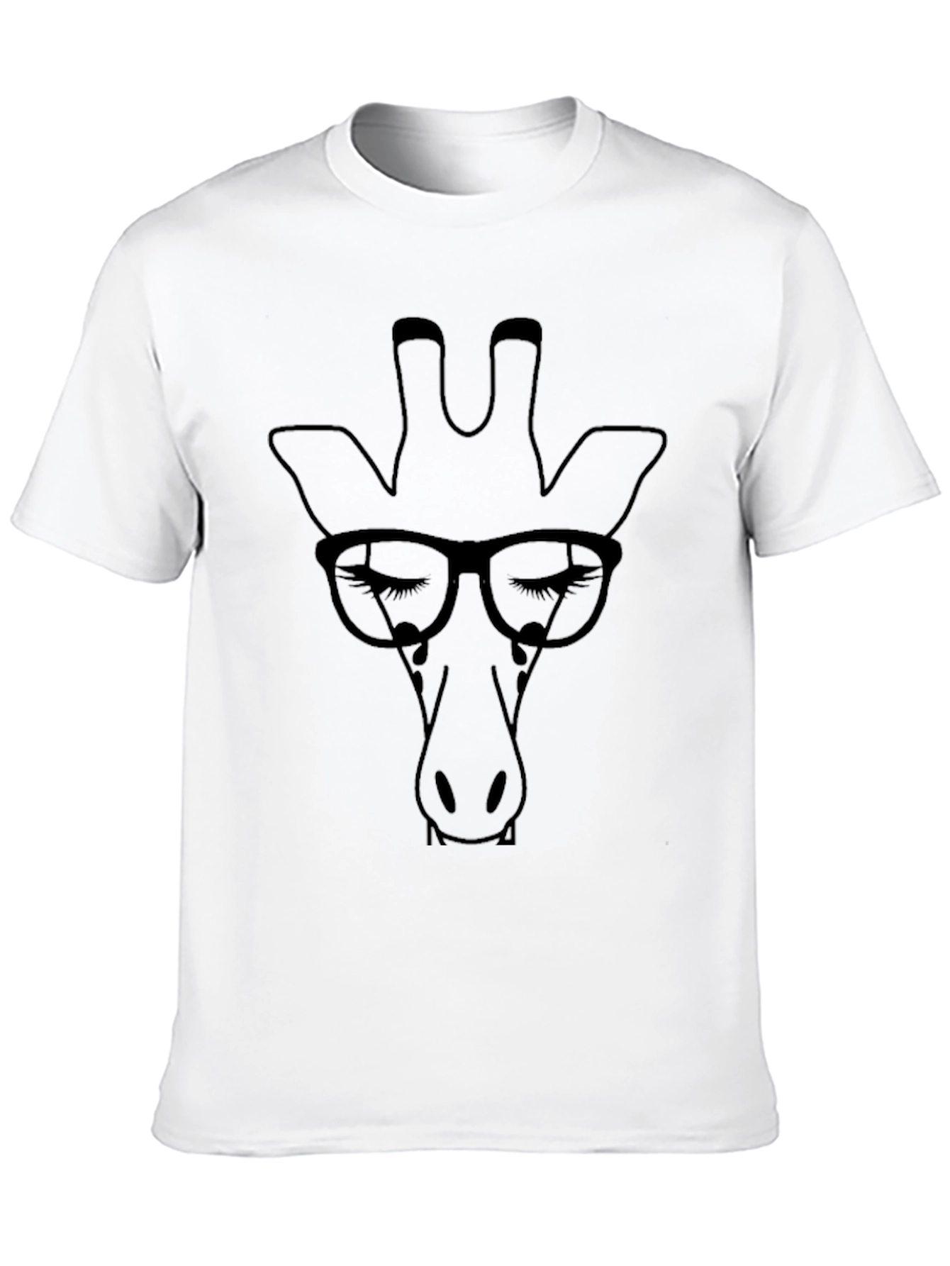 Giraffe with Glasses Graphic Tee - Cool Black T-Shirt