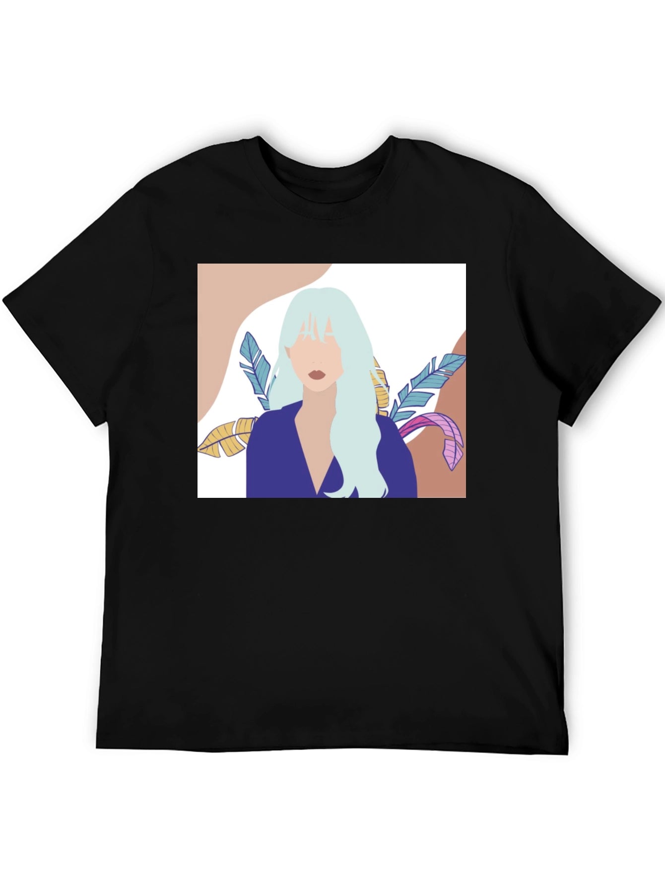Abstract Woman Portrait Graphic T-Shirt - Black