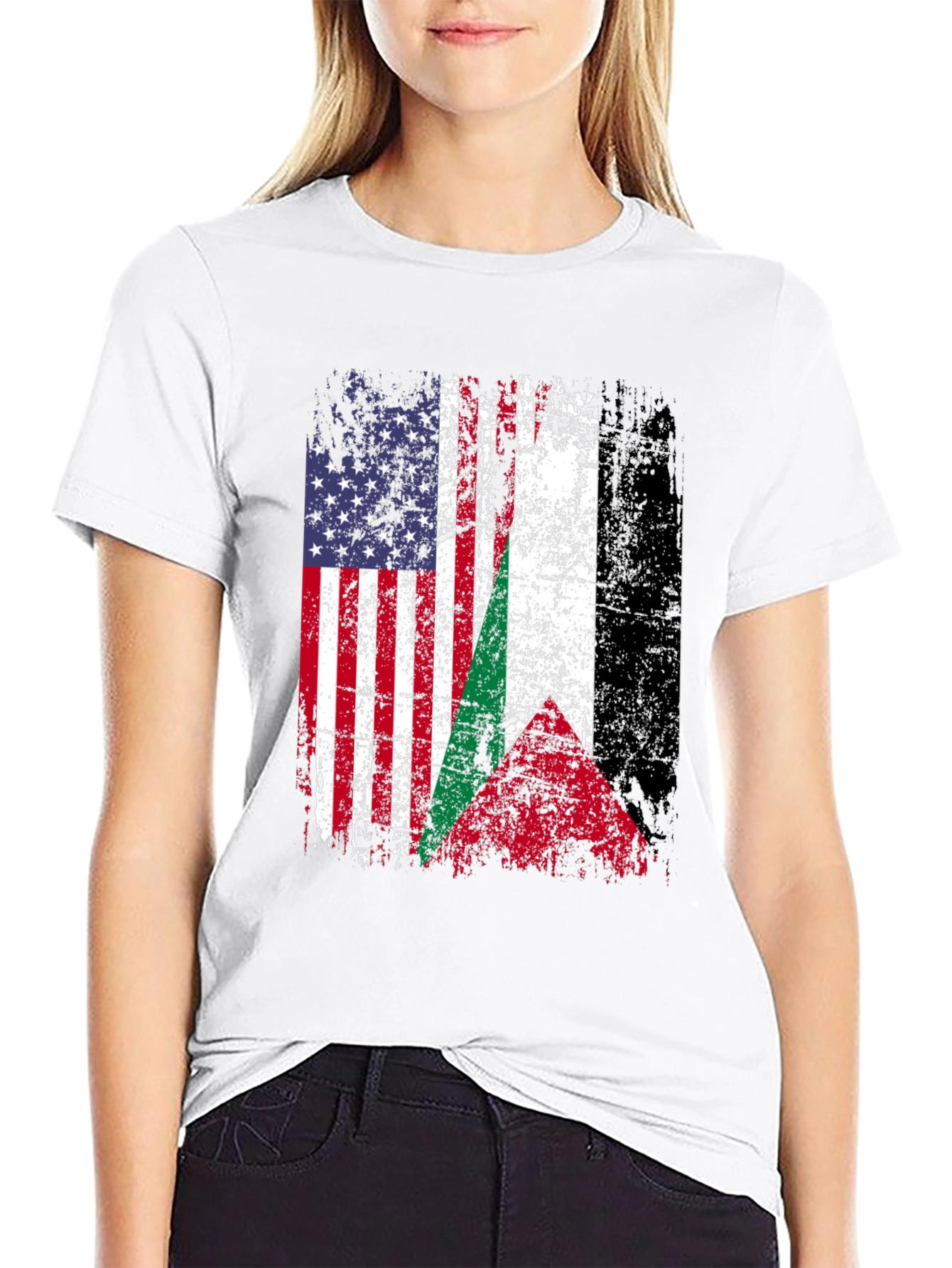 USA & Palestine Flag T-Shirt