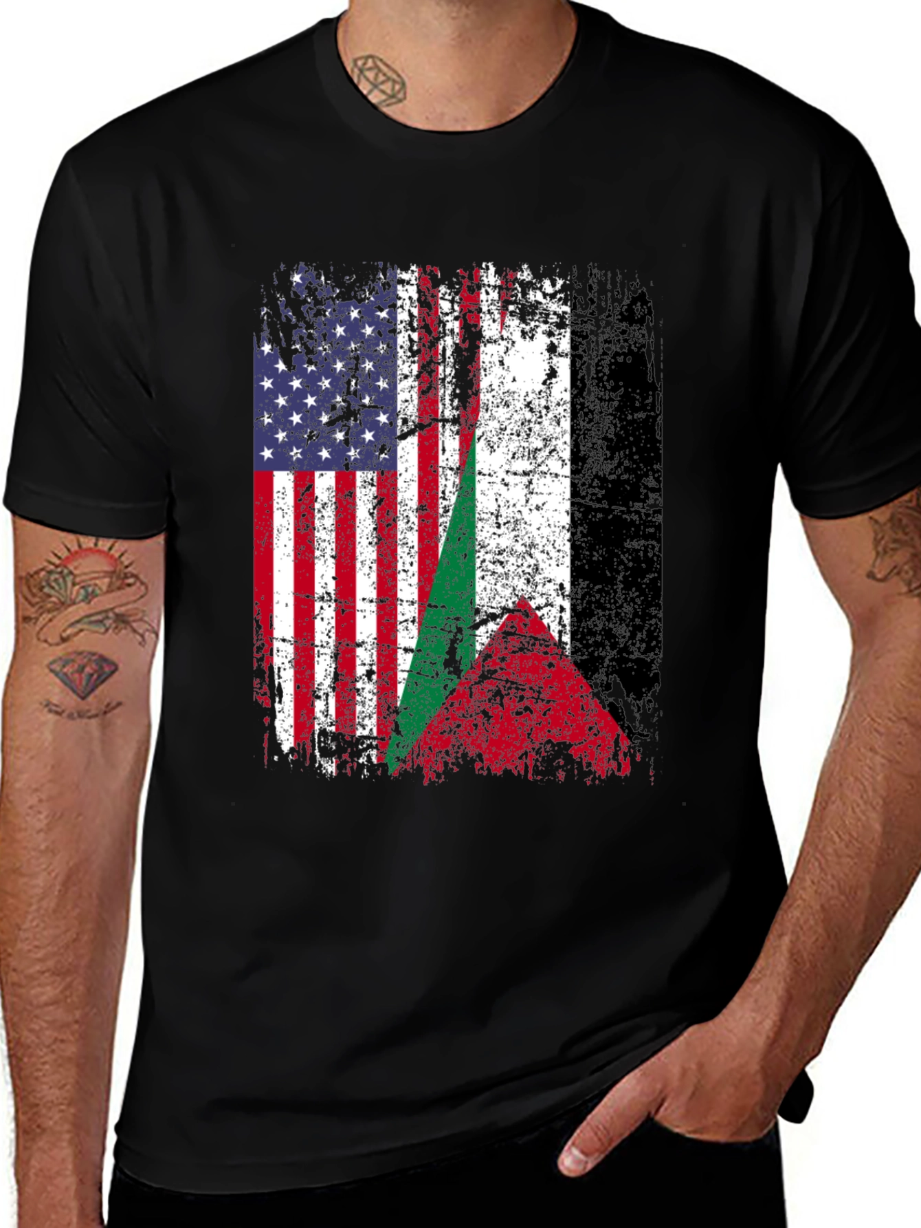 USA & Palestine Flag T-Shirt