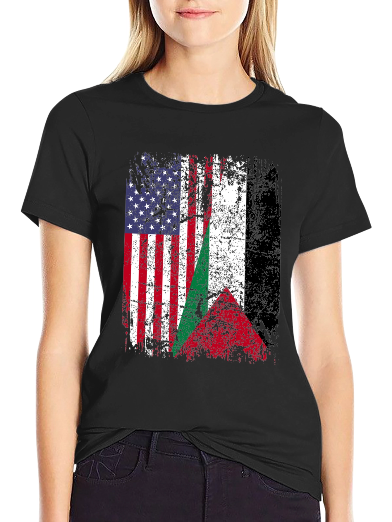 USA & Palestine Flag T-Shirt