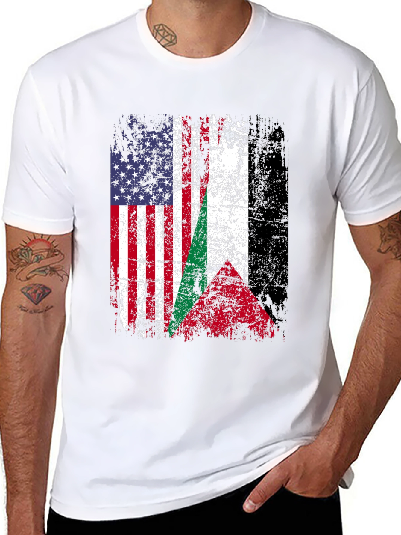 USA & Palestine Flag T-Shirt