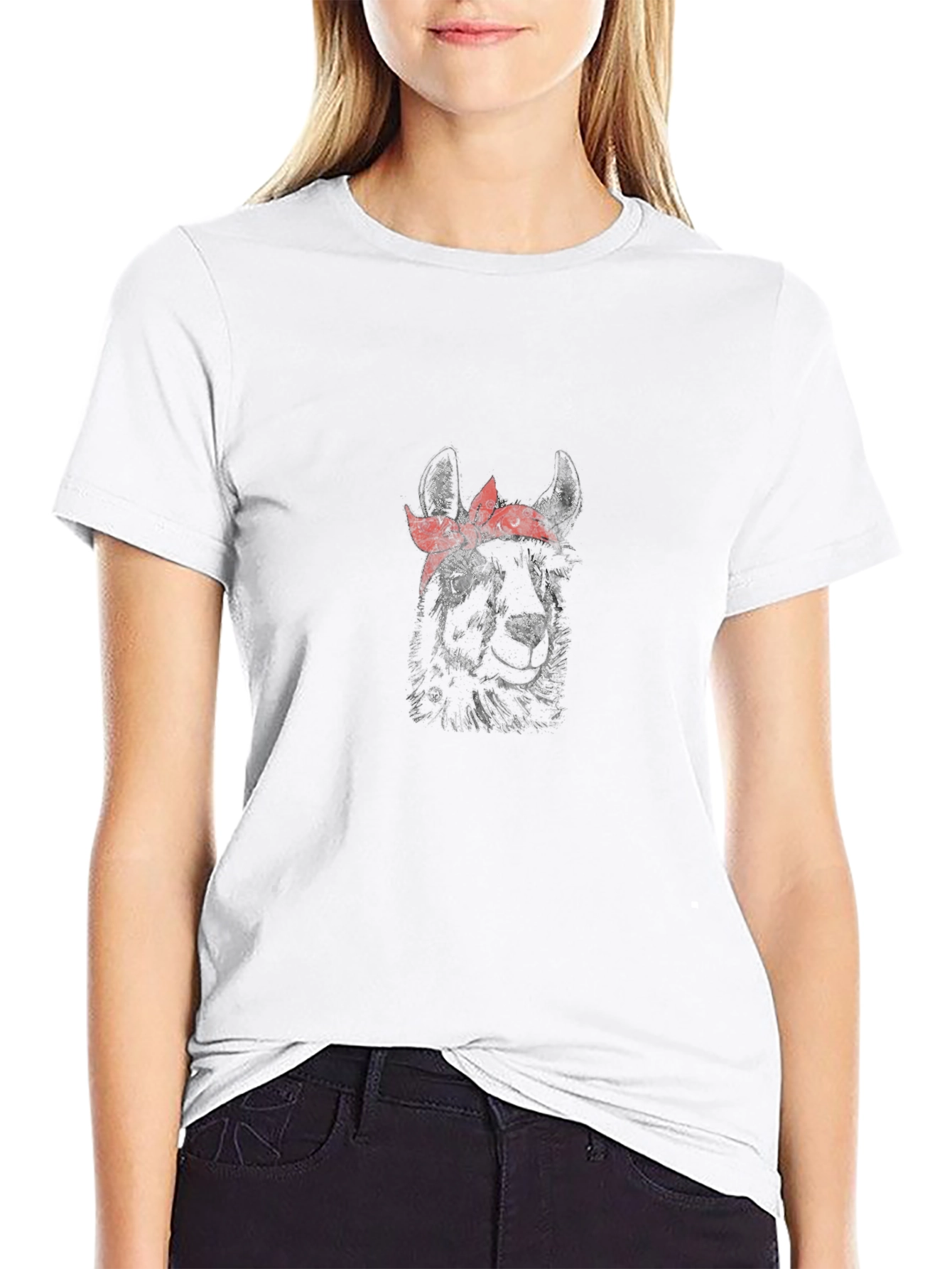 Llama Bandana Graphic Tee - Trendy Mens Black T-Shirt