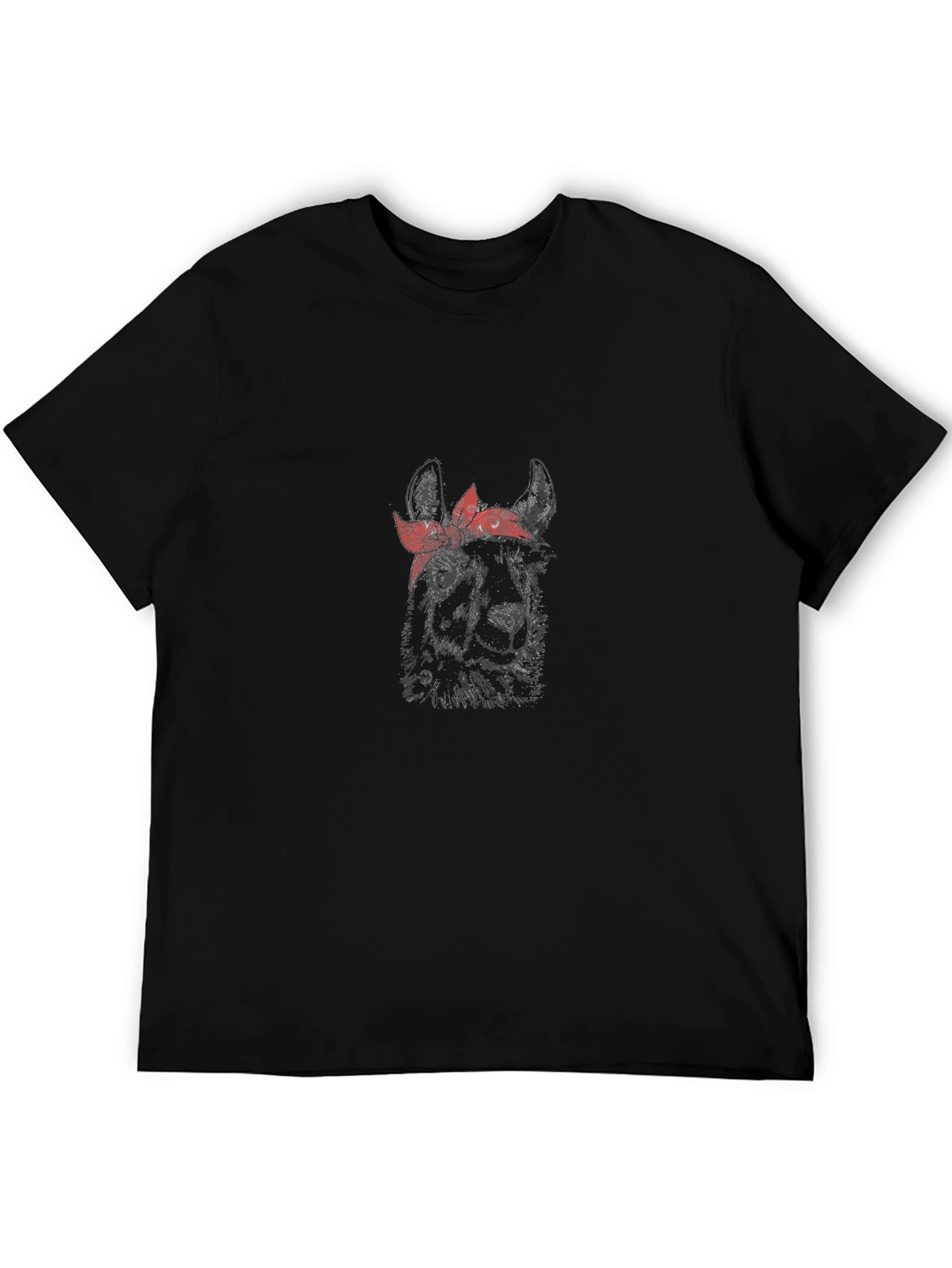 Llama Bandana Graphic Tee - Trendy Mens Black T-Shirt