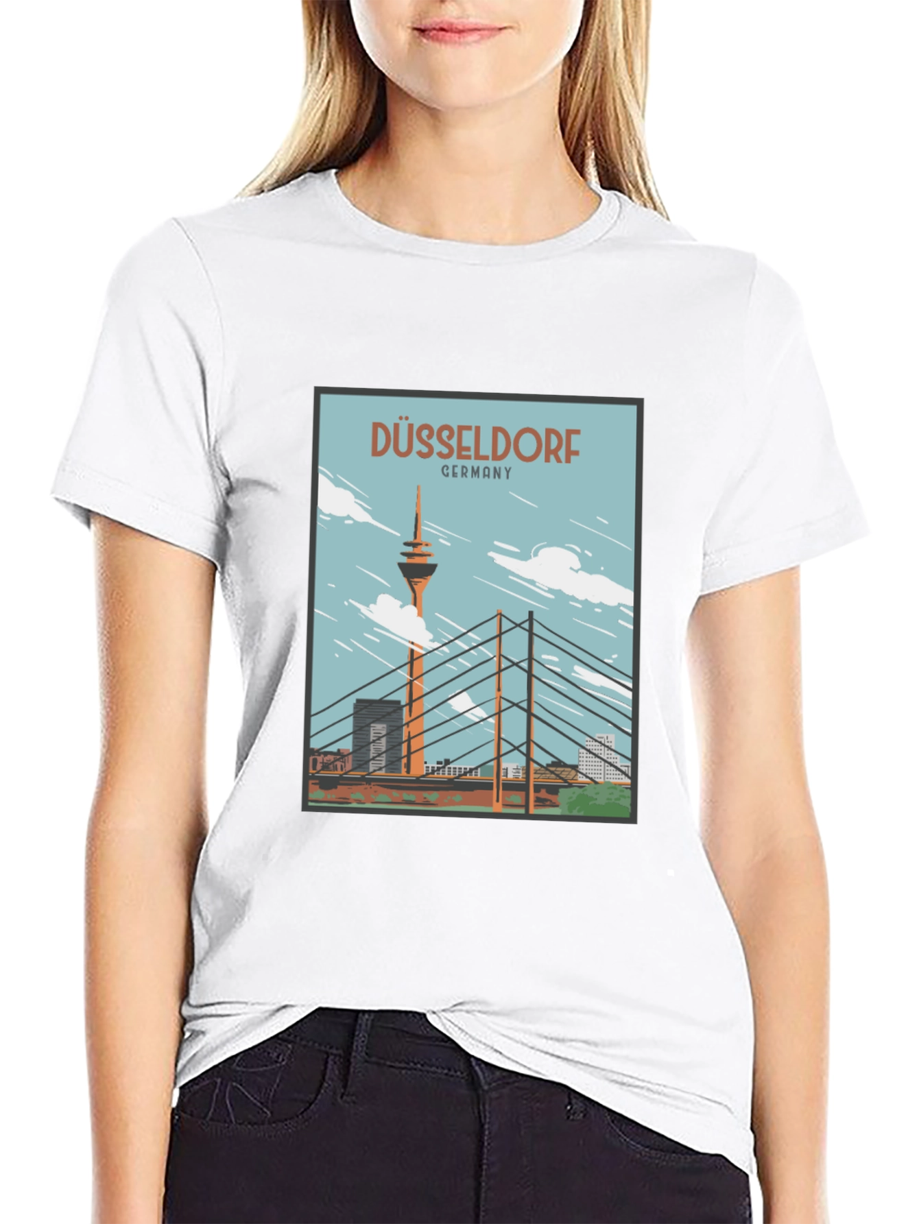 Düsseldorf Germany T-Shirt - Rhine River Landmark Tee