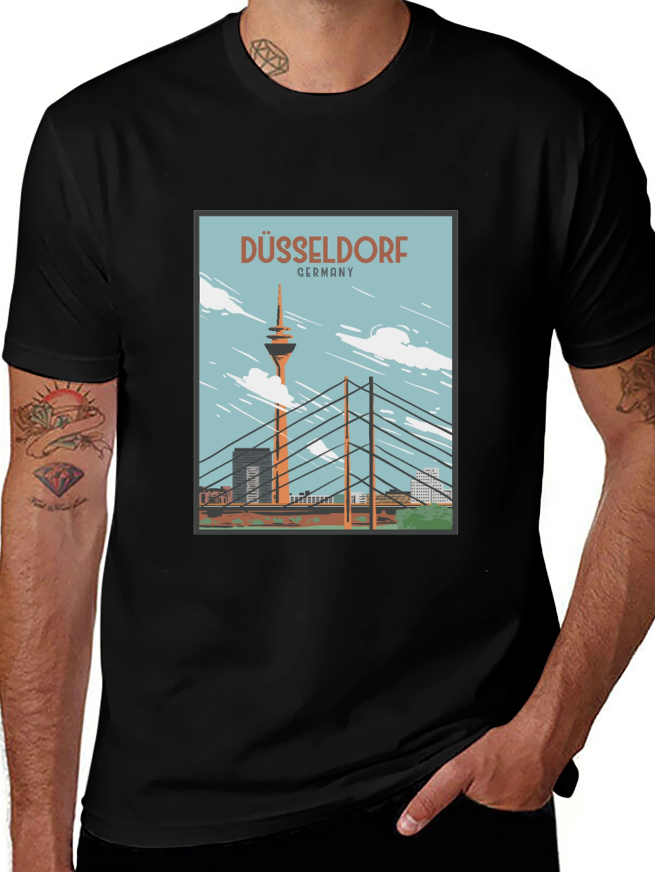 Düsseldorf Germany T-Shirt - Rhine River Landmark Tee