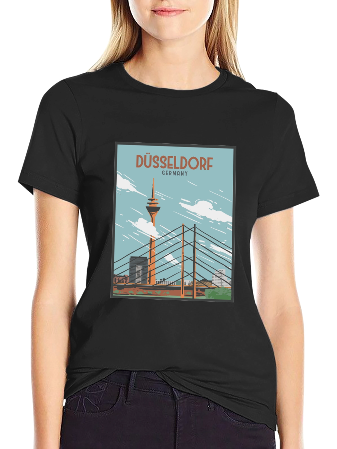Düsseldorf Germany T-Shirt - Rhine River Landmark Tee