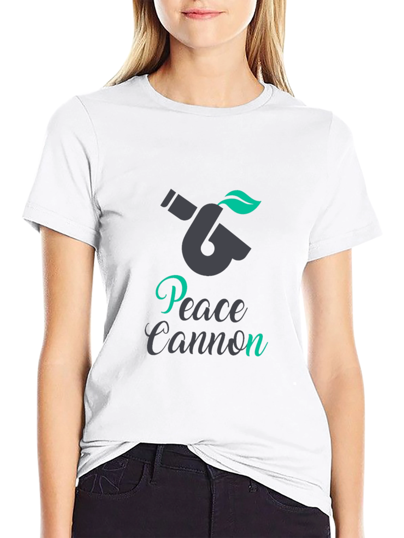 Peace Cannon Graphic Tee - Black Crew Neck T-Shirt