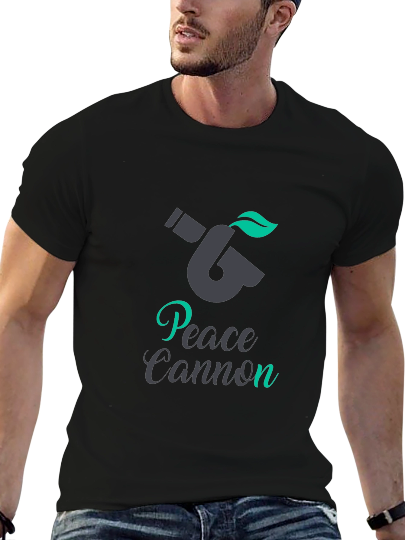 Peace Cannon Graphic Tee - Black Crew Neck T-Shirt