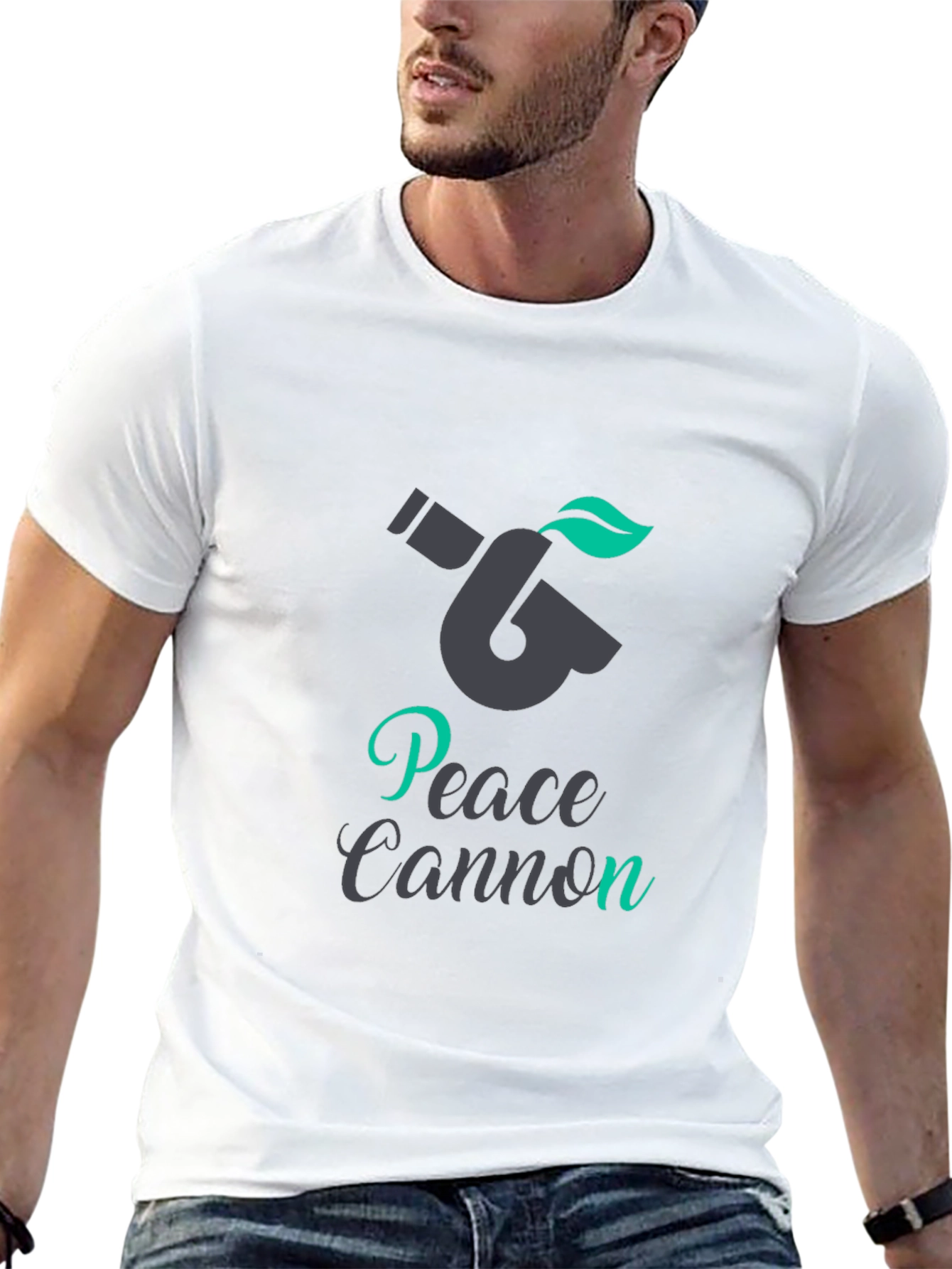 Peace Cannon Graphic Tee - Black Crew Neck T-Shirt