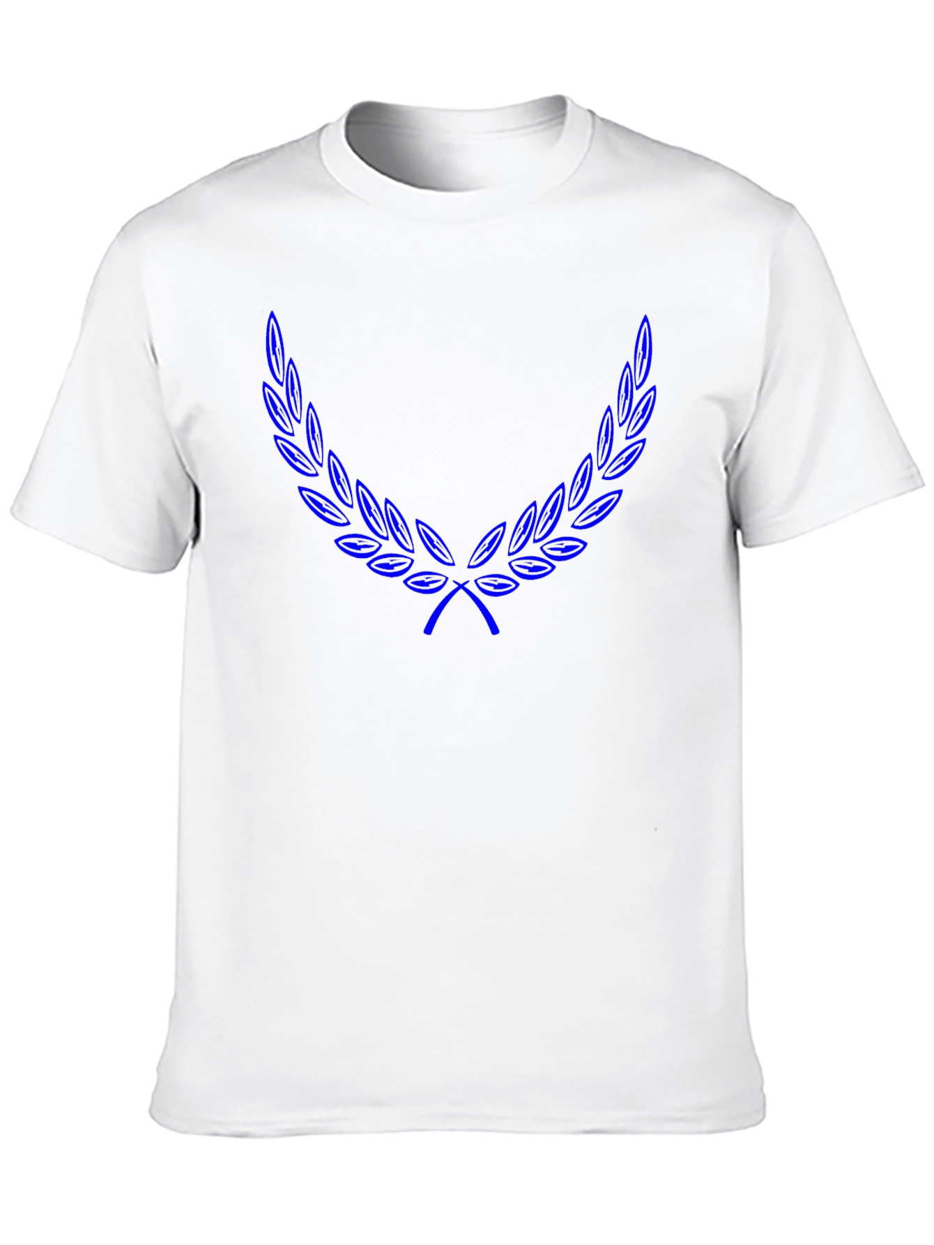 Black T-Shirt with Blue Laurel Wreath Design