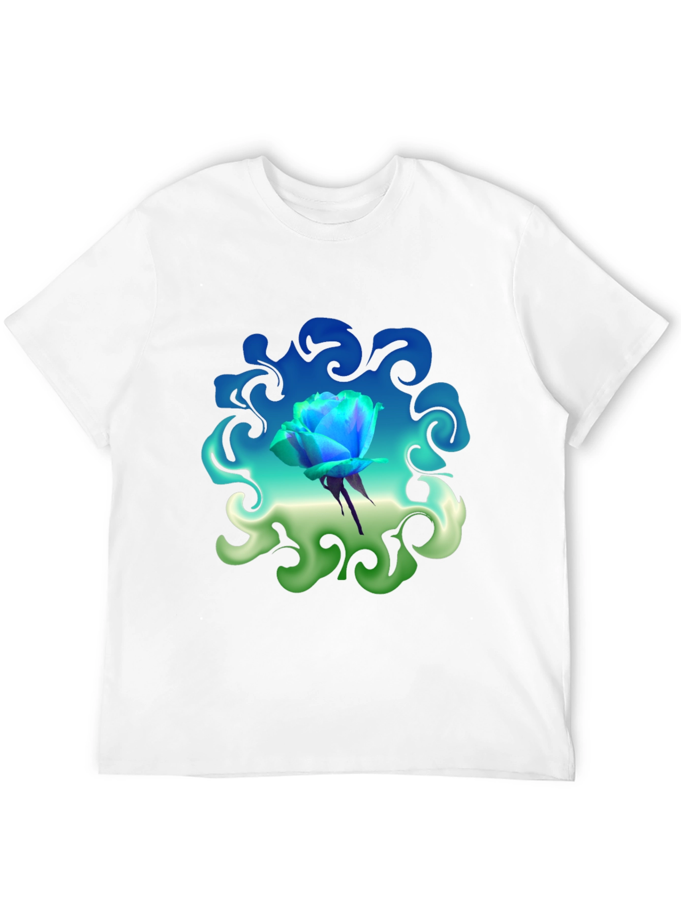 Blue Rose Graphic T-Shirt: Artistic Floral Design