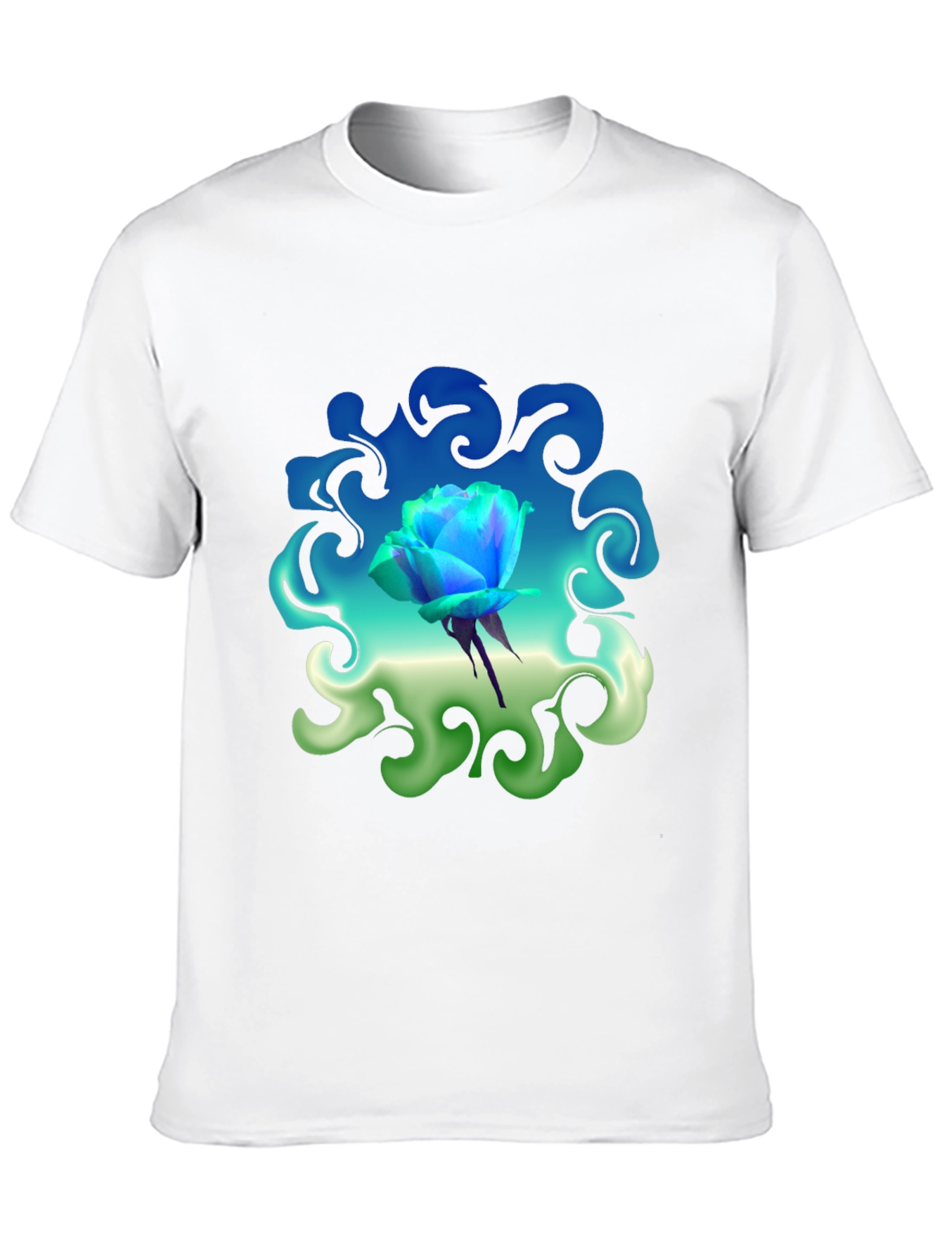 Blue Rose Graphic T-Shirt: Artistic Floral Design