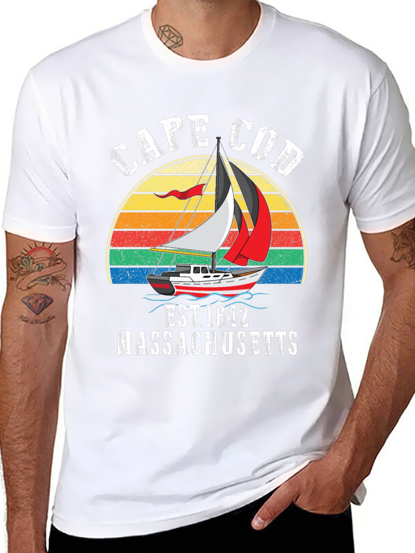 Cape Cod Massachusetts T-Shirt Boat Sailing Graphic