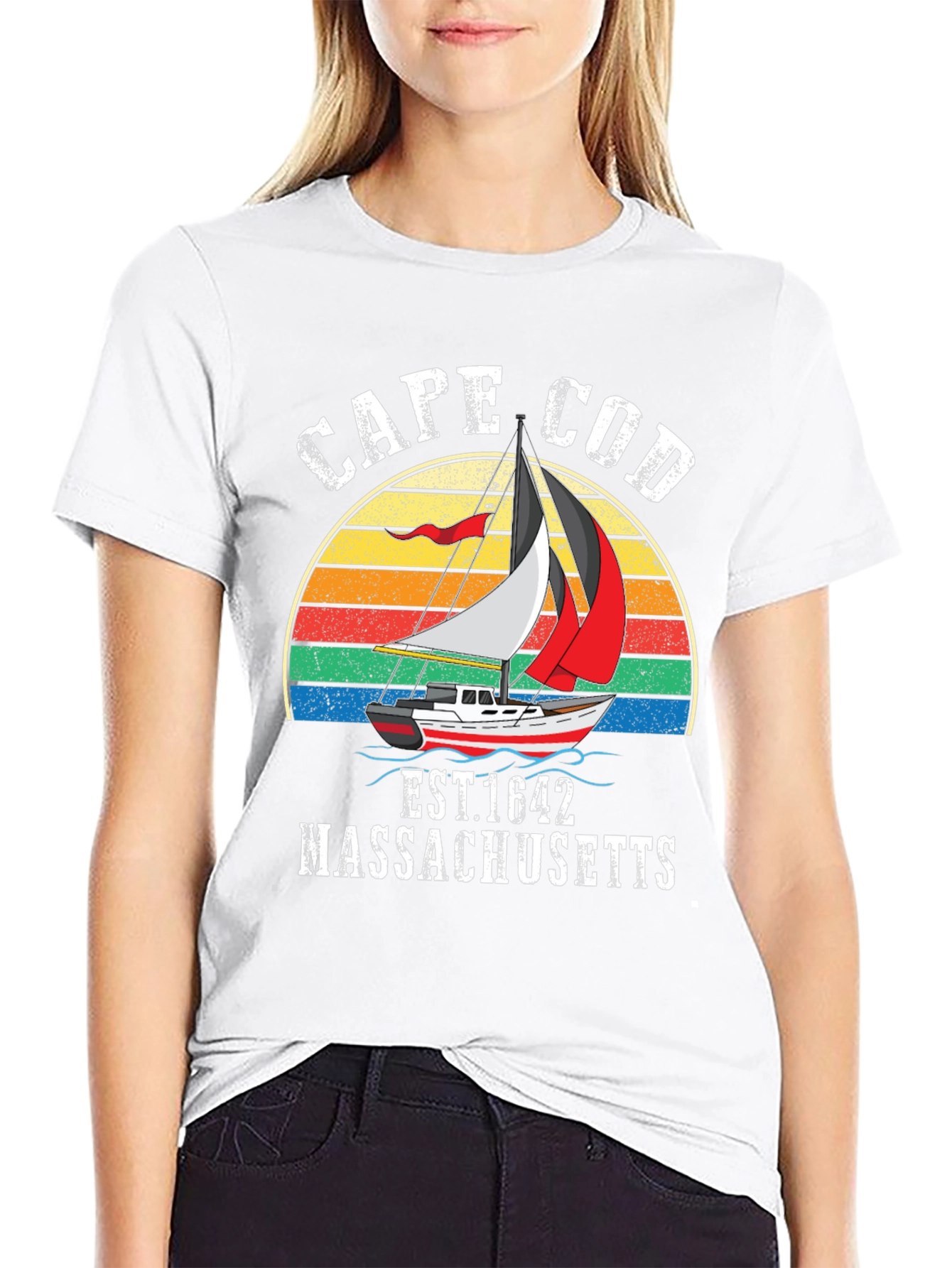 Cape Cod Massachusetts T-Shirt Boat Sailing Graphic