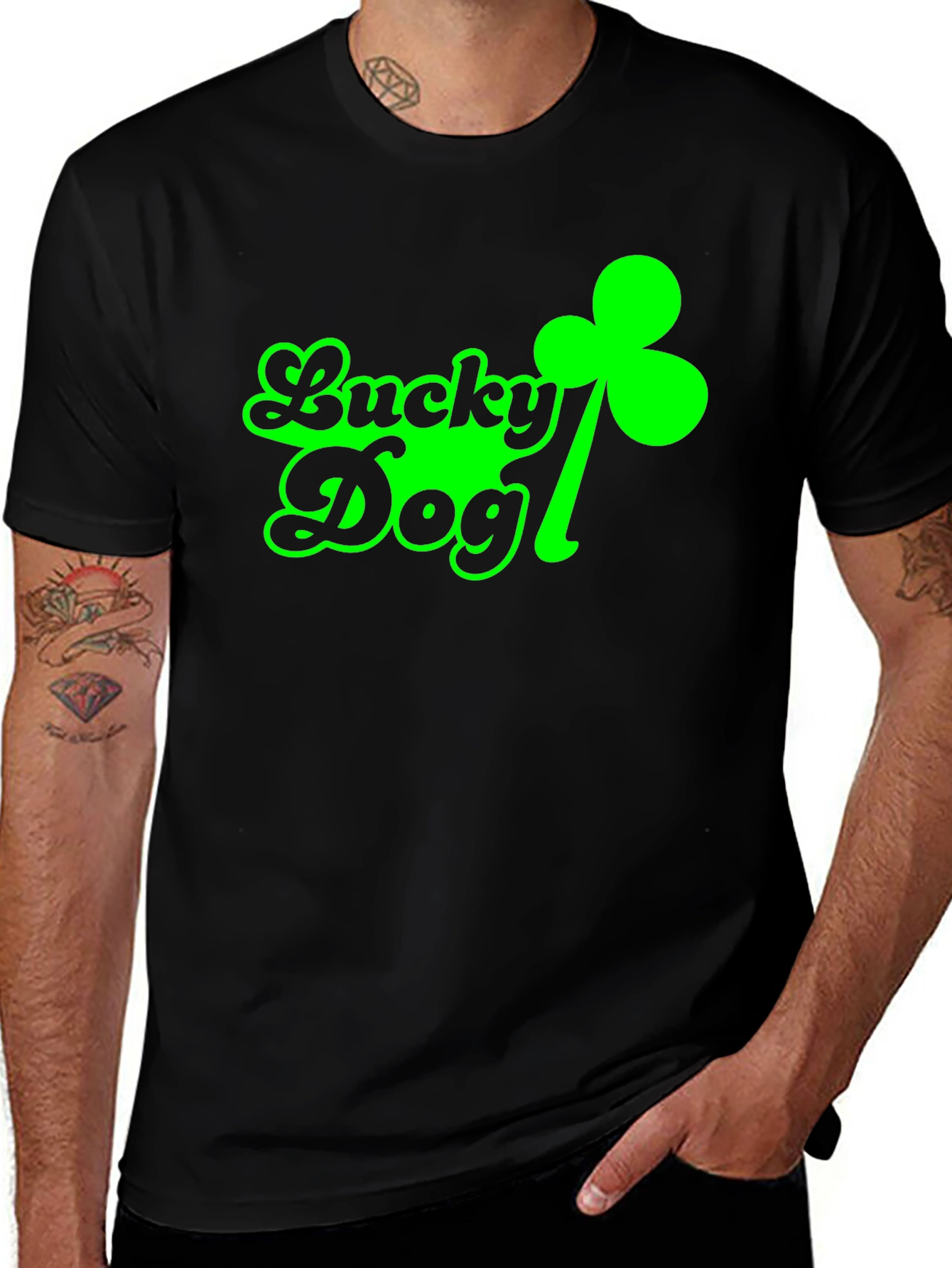 Lucky Dog St. Patricks Day T-Shirt - Black