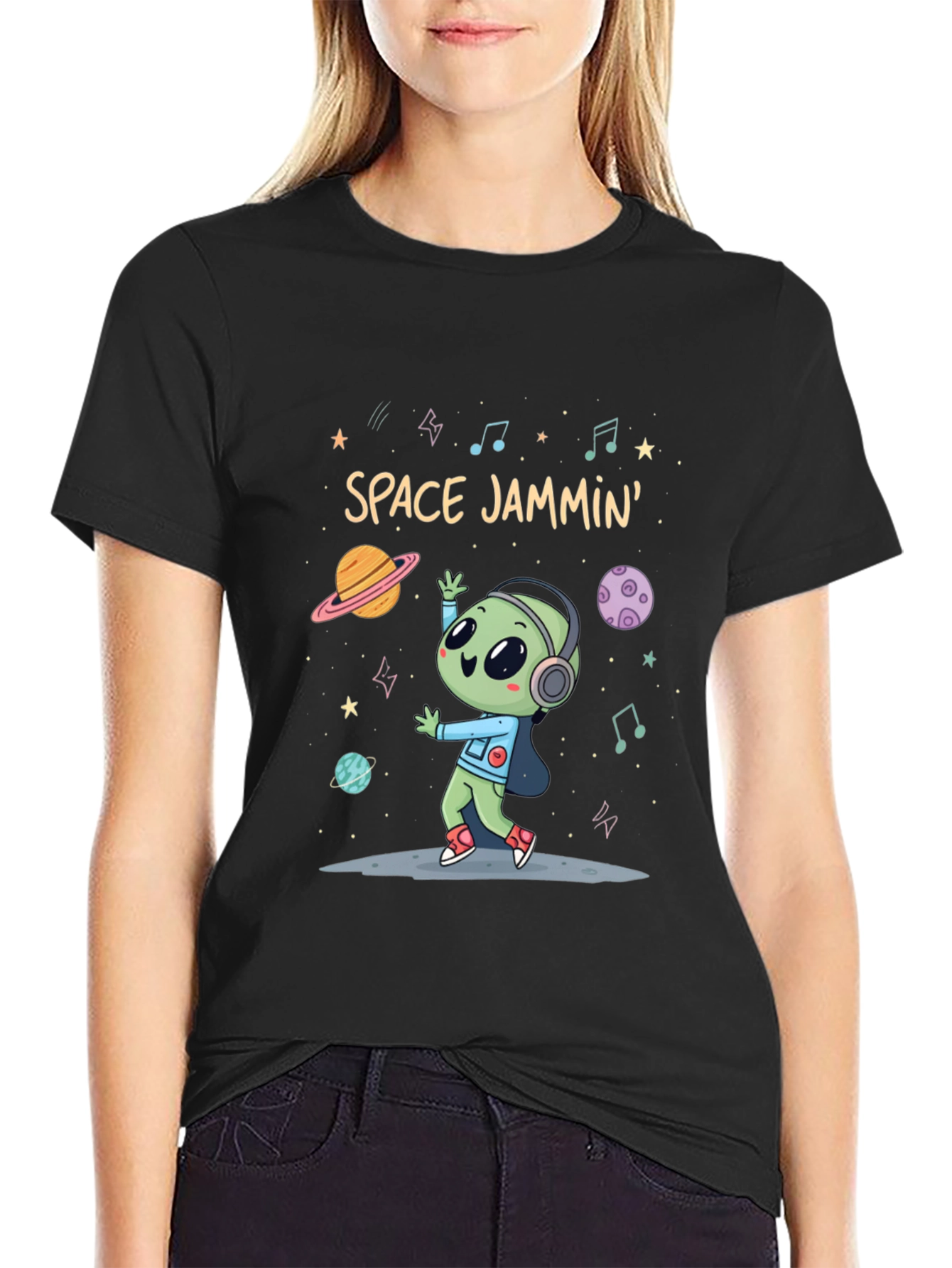 Space Jammin Alien Graphic Tee - Black