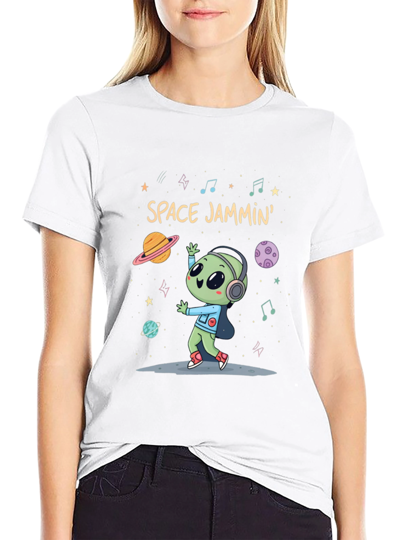 Space Jammin Alien Graphic Tee - Black