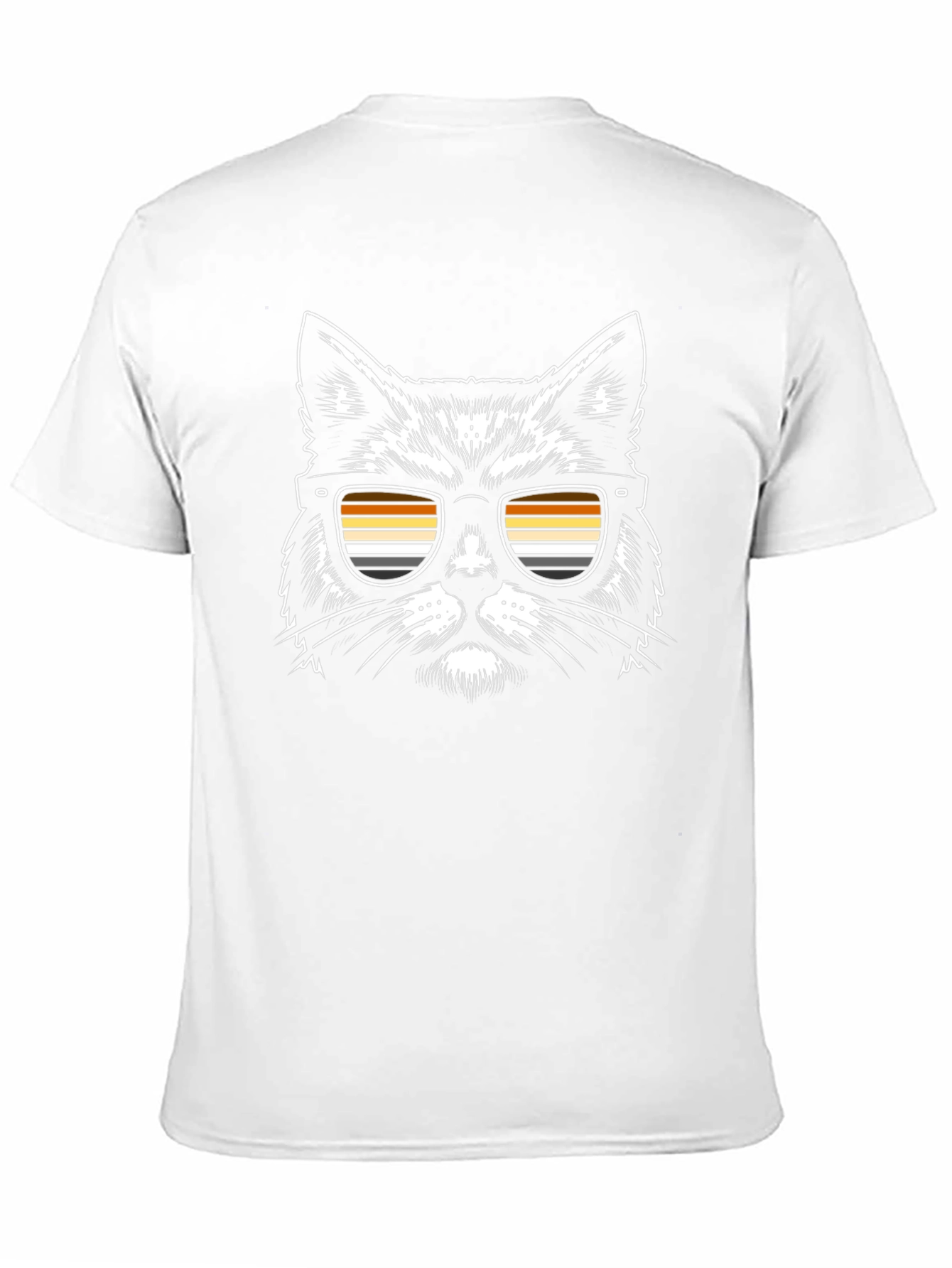Cool Cat T-Shirt - Retro Striped Sunglasses