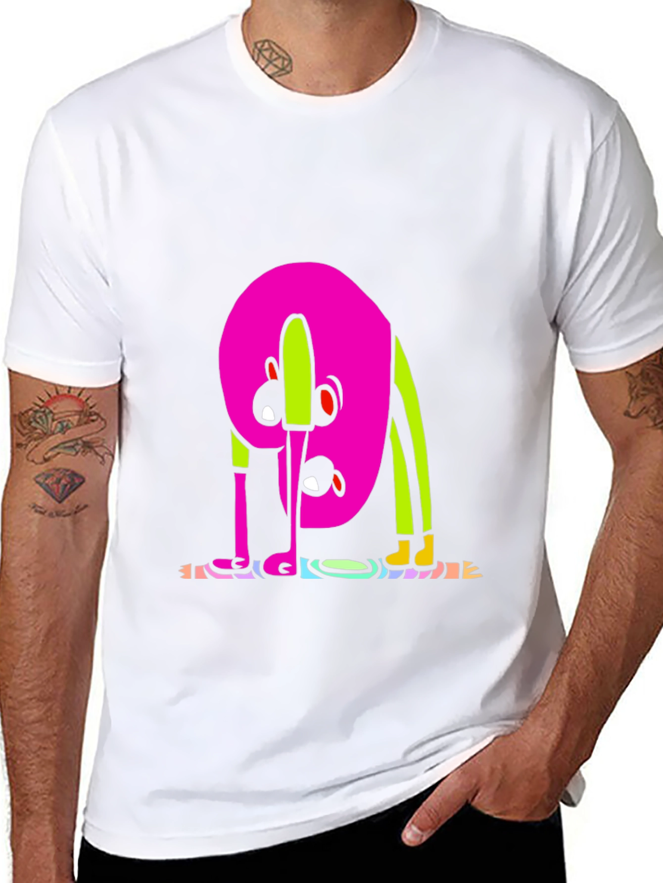 Funky Cartoon Graphic Tee - Black