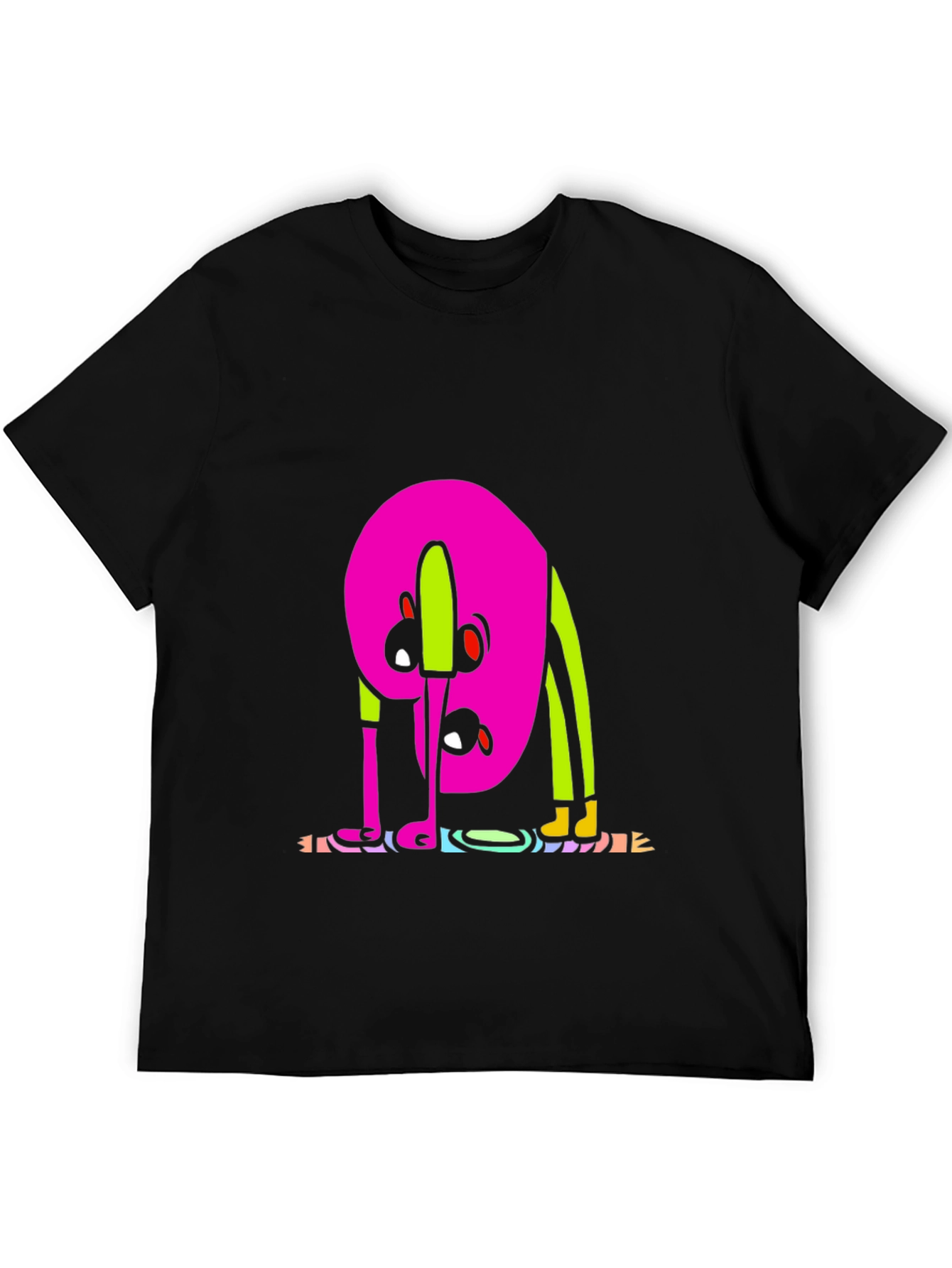 Funky Cartoon Graphic Tee - Black