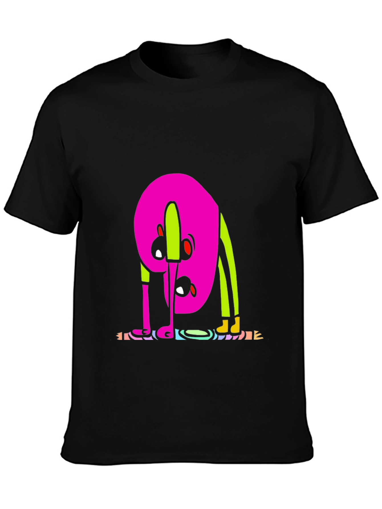 Funky Cartoon Graphic Tee - Black