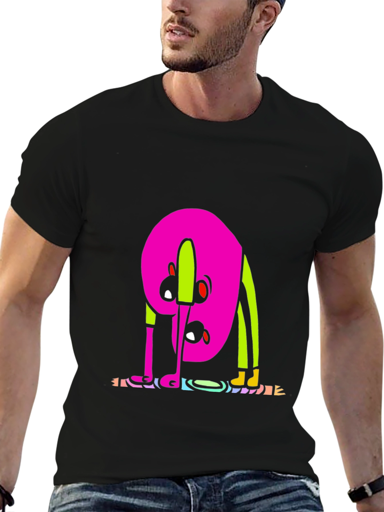 Funky Cartoon Graphic Tee - Black