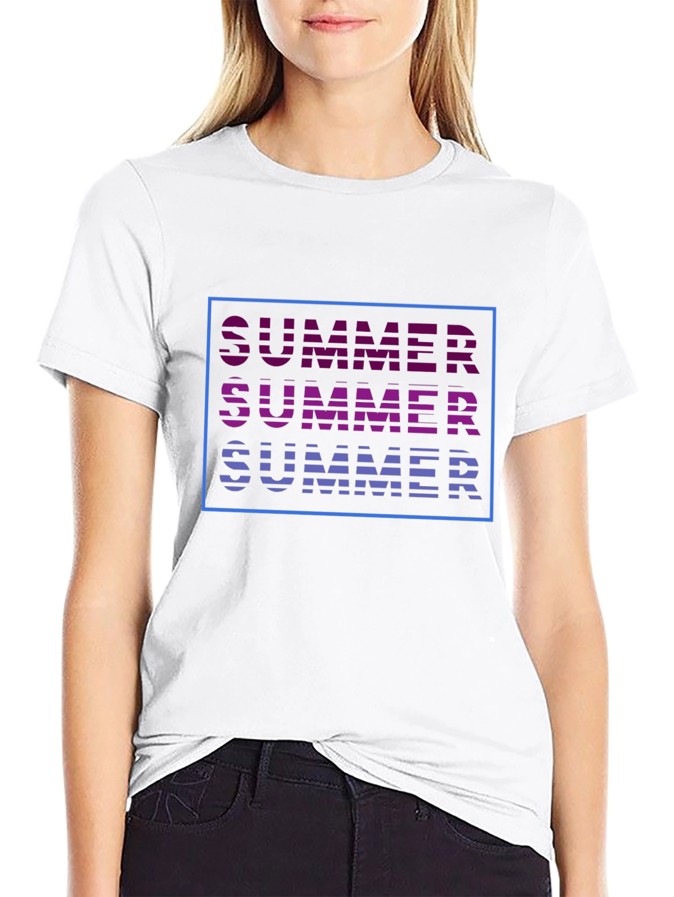 Summer Graphic Tee - Trendy Striped Text Design