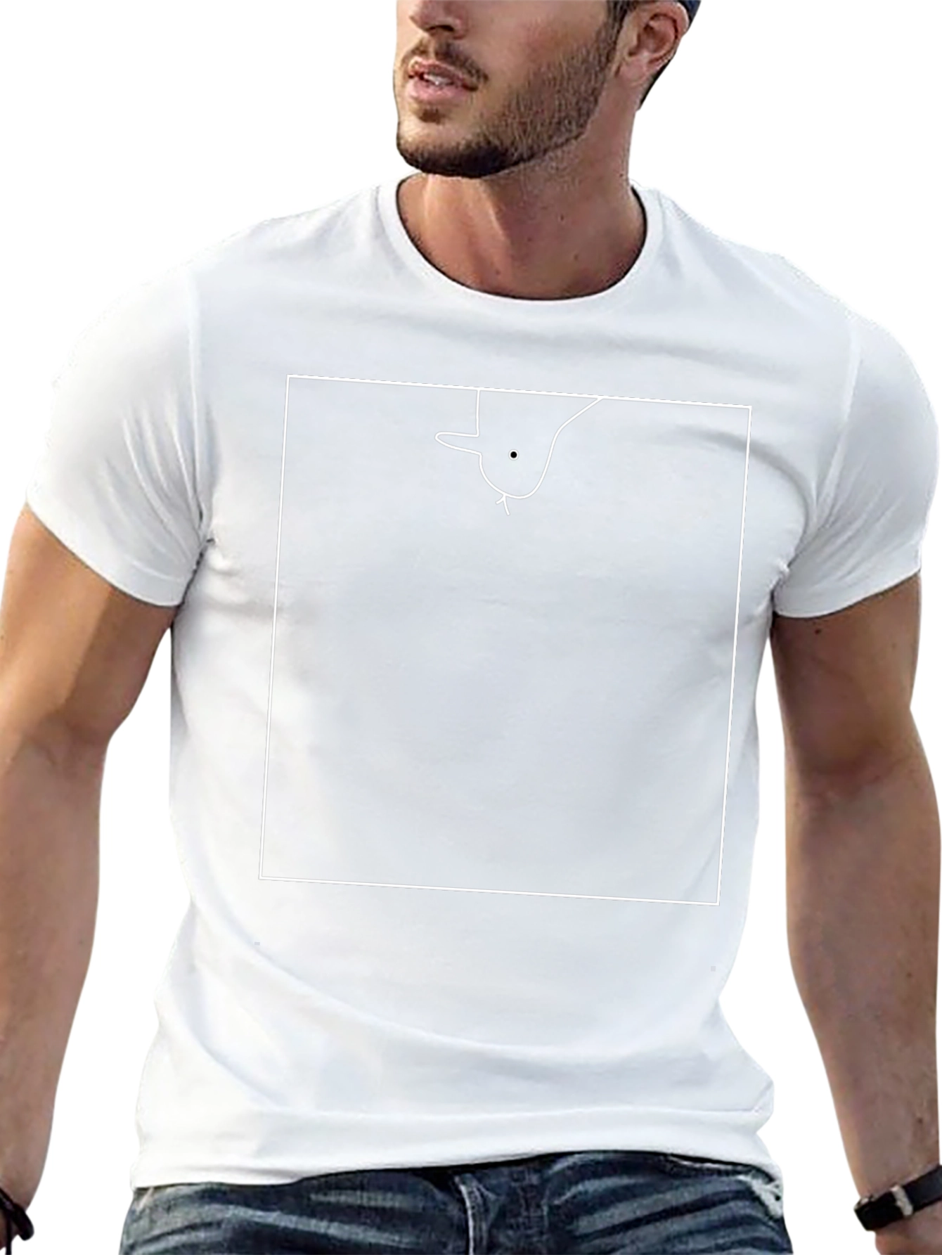 Minimalist Bird Peek T-Shirt - Black