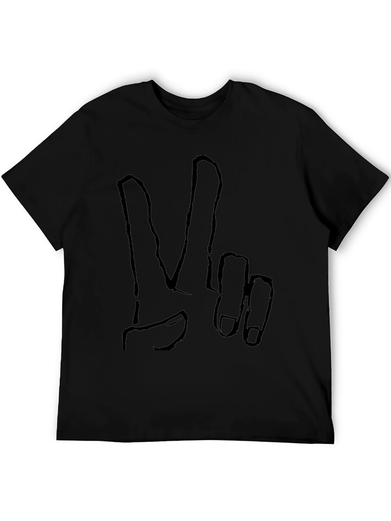 Peace Sign Graphic Tee - Black Casual T-Shirt