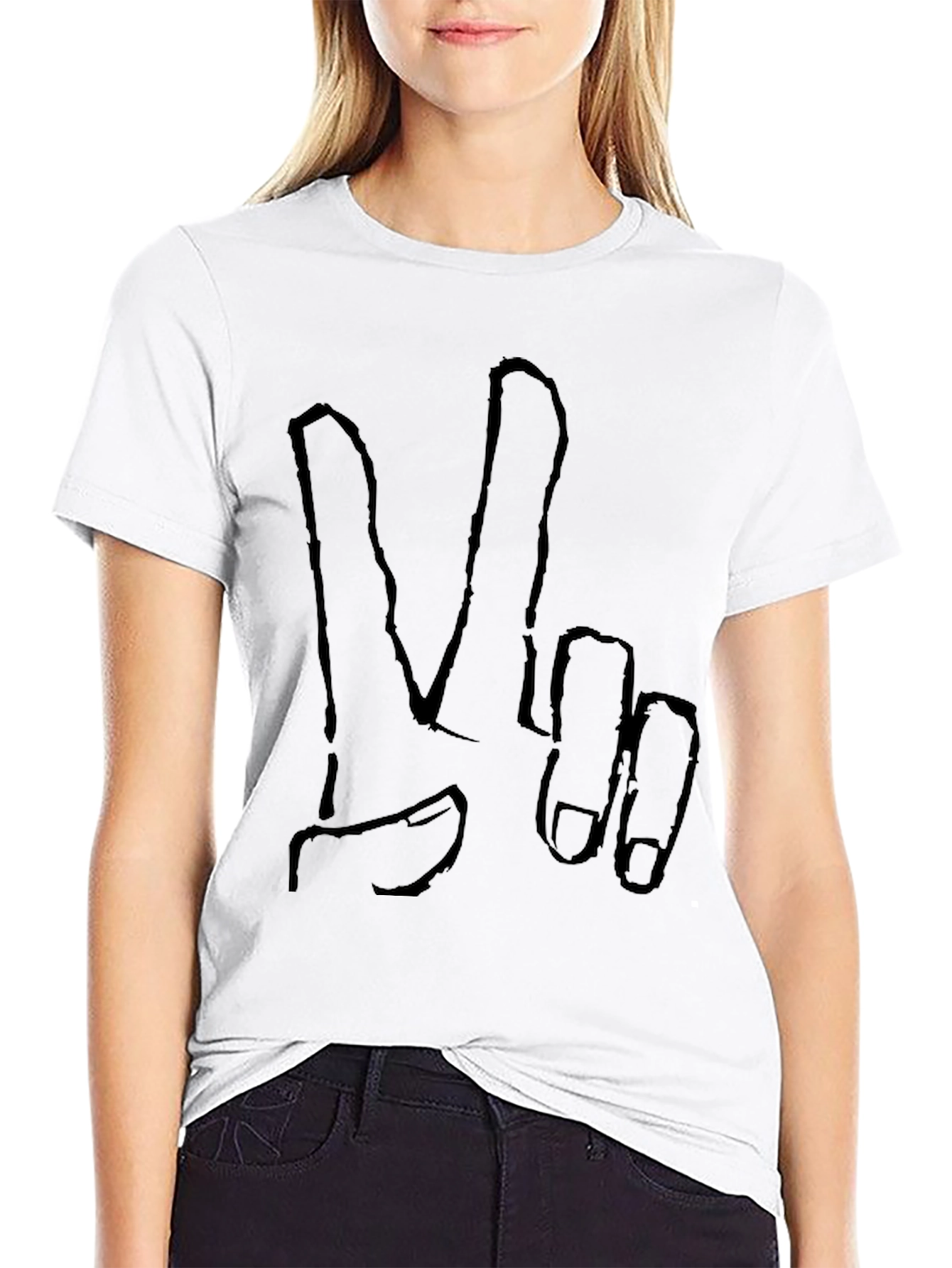 Peace Sign Graphic Tee - Black Casual T-Shirt