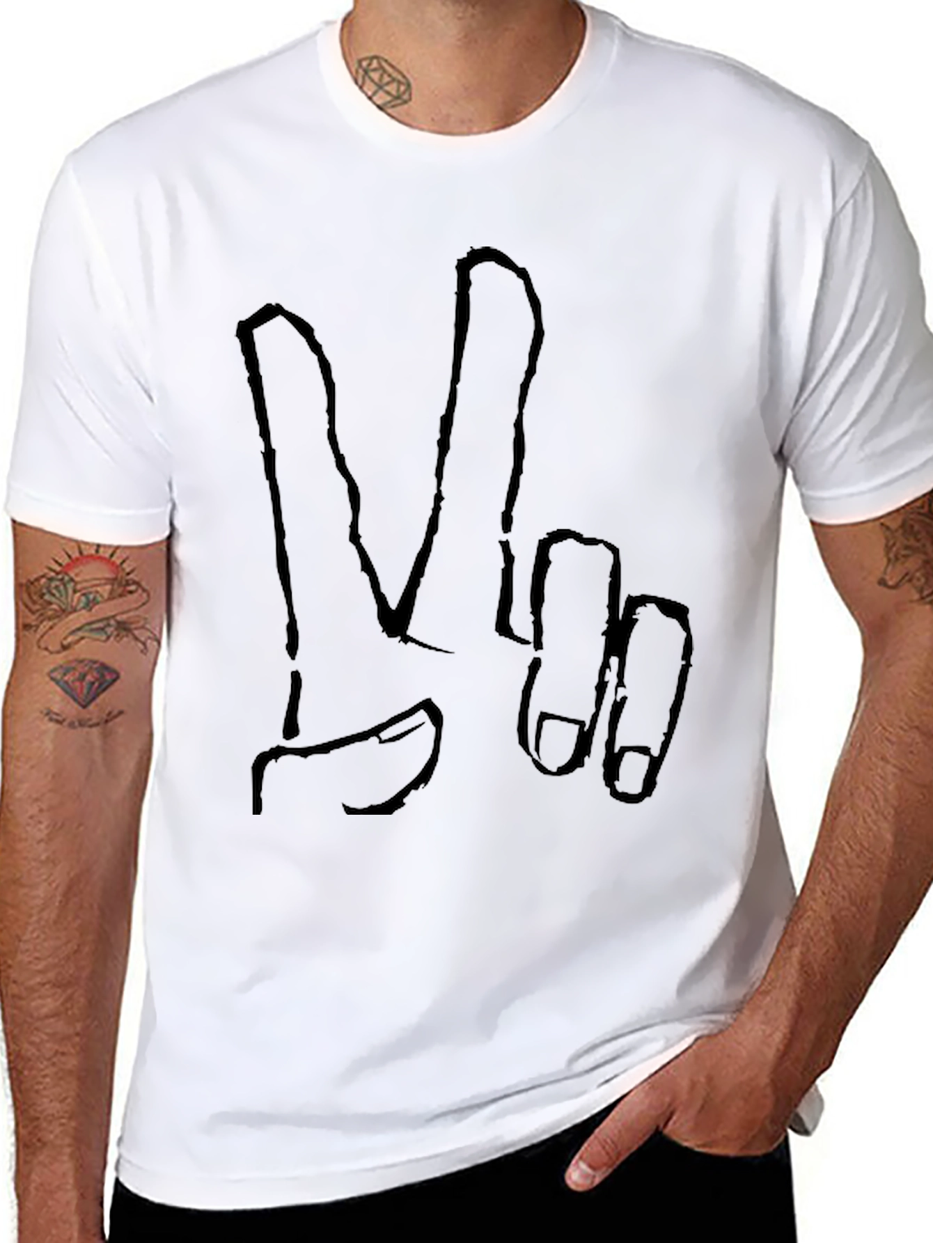 Peace Sign Graphic Tee - Black Casual T-Shirt