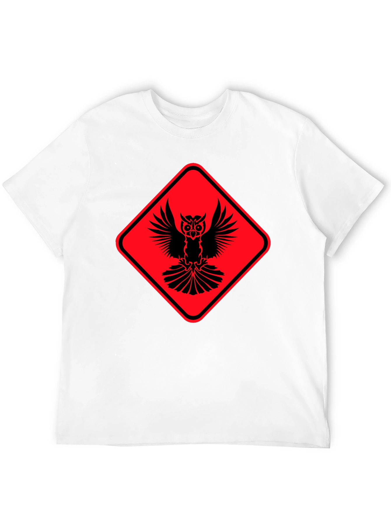 Owl Warning Sign Black T-Shirt
