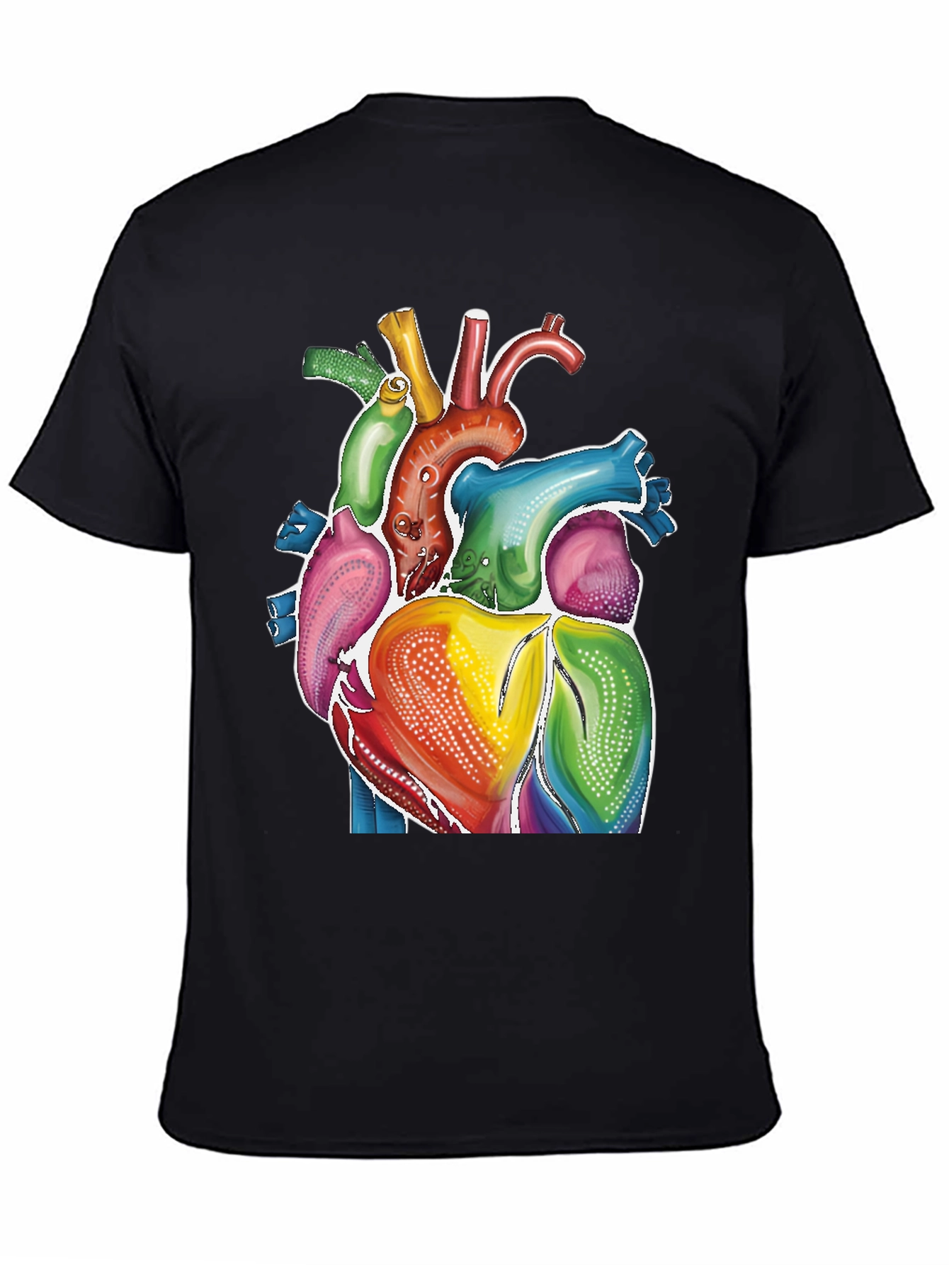 Rainbow Heart Graphic Tee - Artistic Human Anatomy