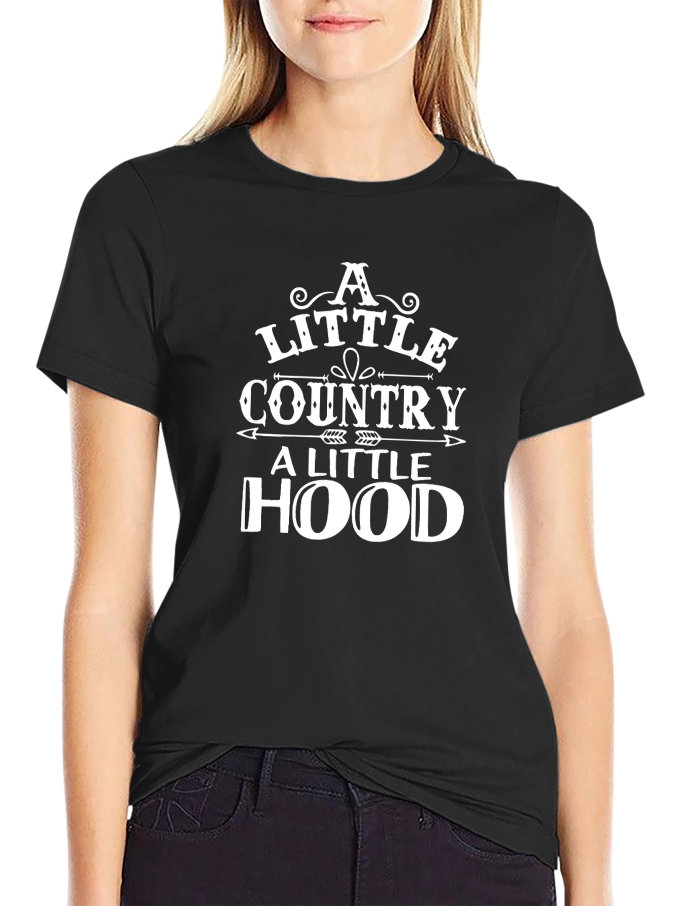 Country Hood T-Shirt - Black Graphic Tee