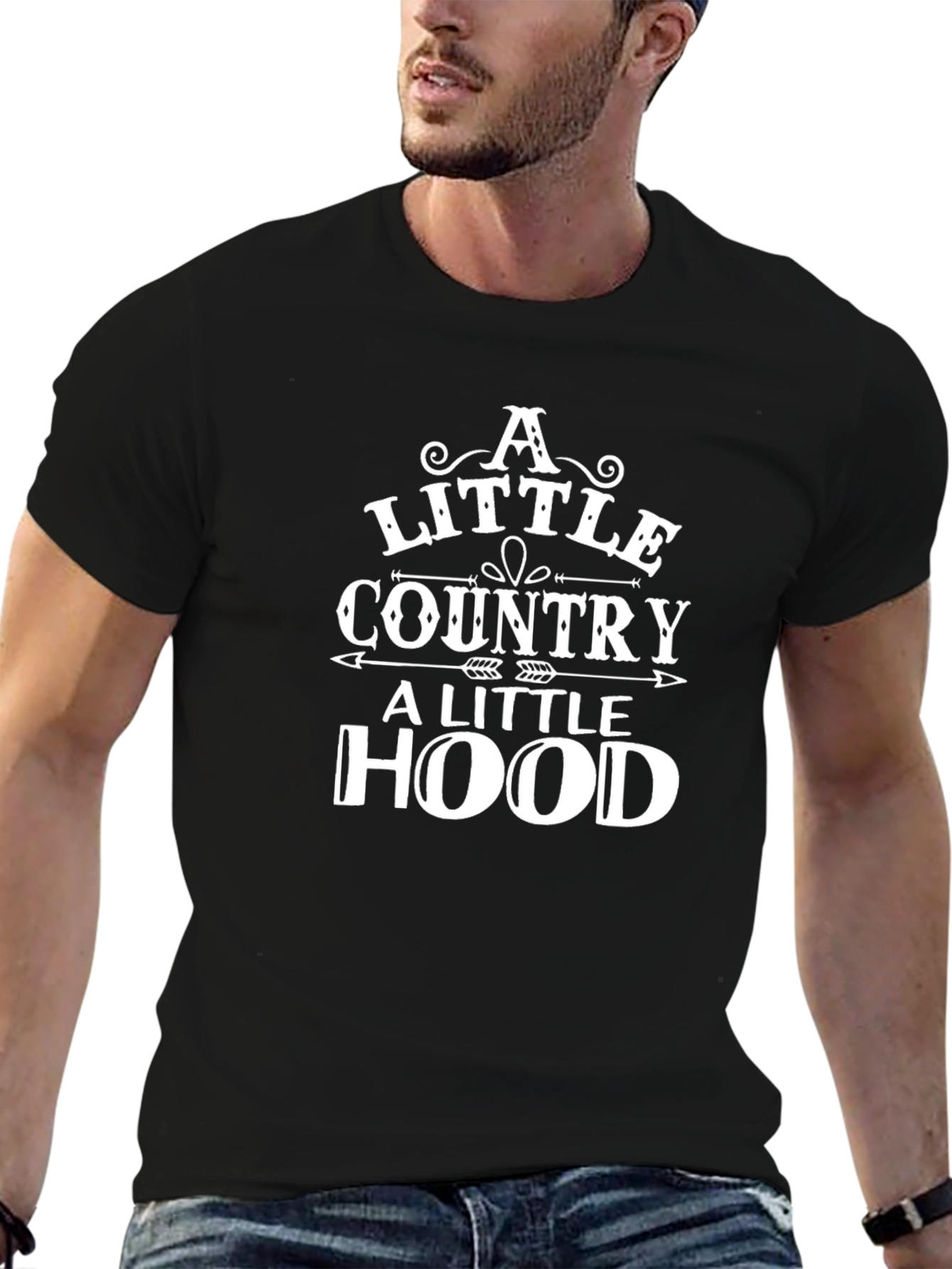 Country Hood T-Shirt - Black Graphic Tee