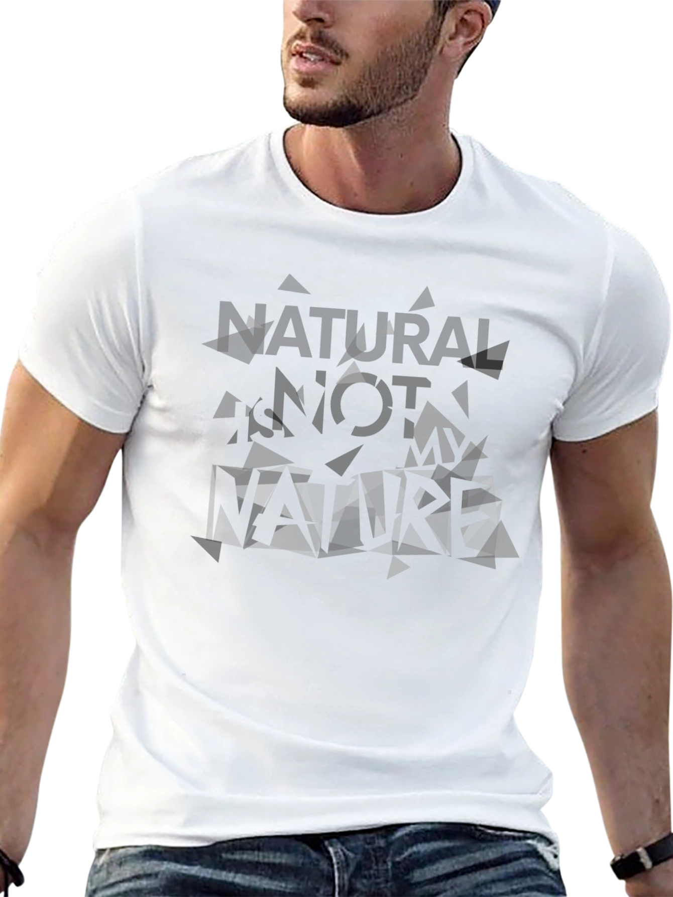Abstract Natural Not My Nature Graphic Black T-Shirt