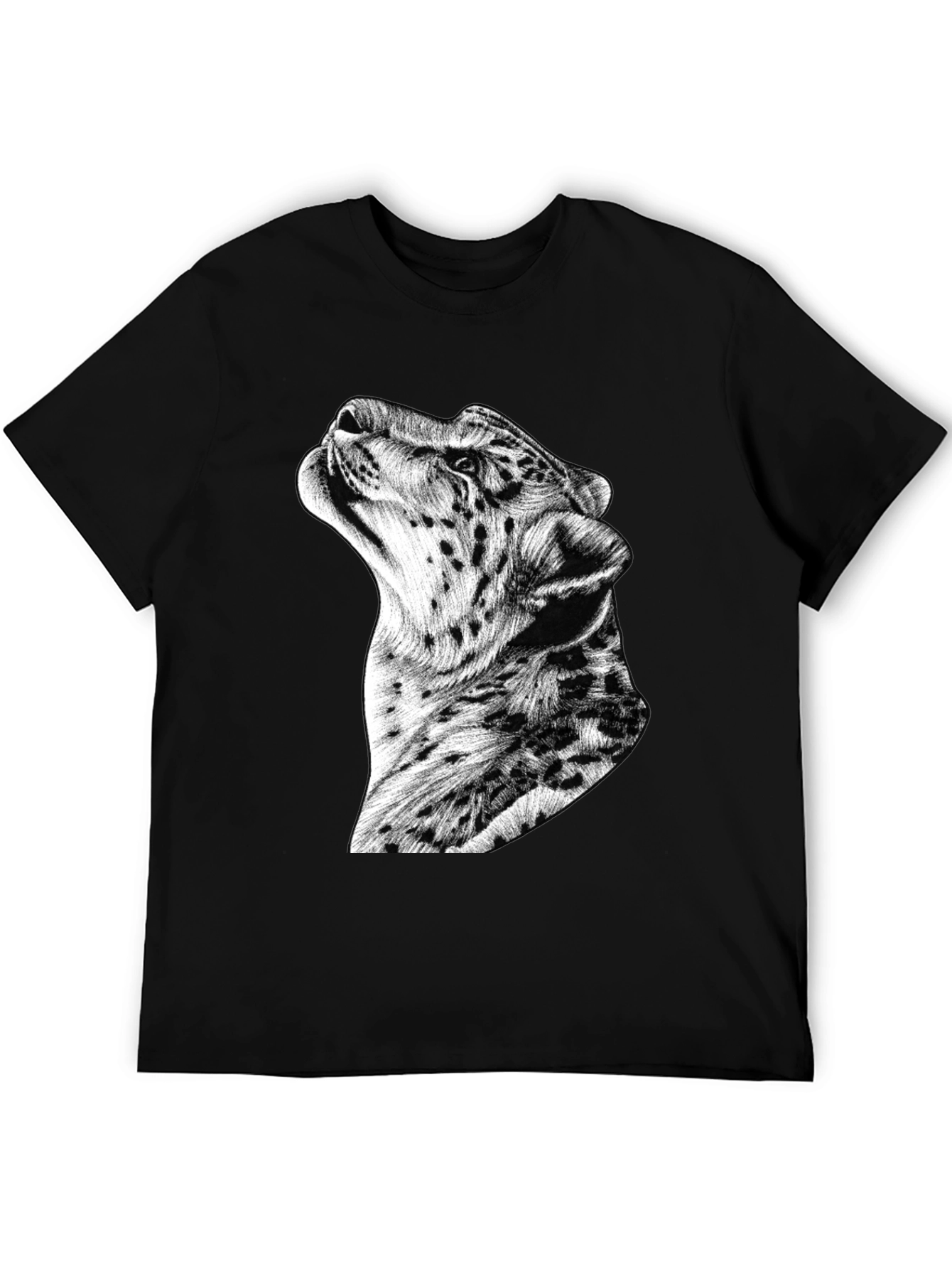Stylish Leopard Graphic Print Black T-Shirt